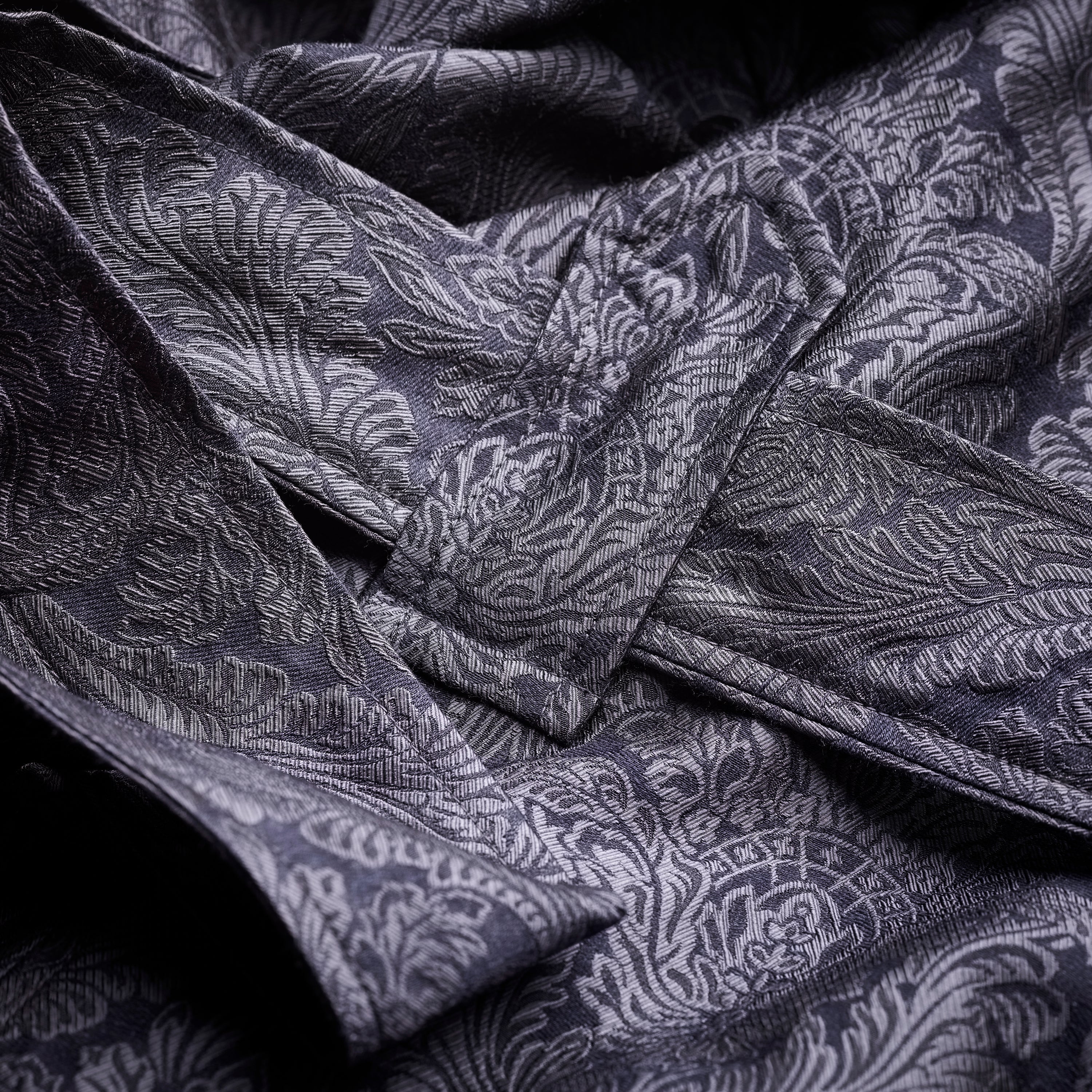Sample of Fox Jacquard Silk Floral Lounge Gown in Midnight
