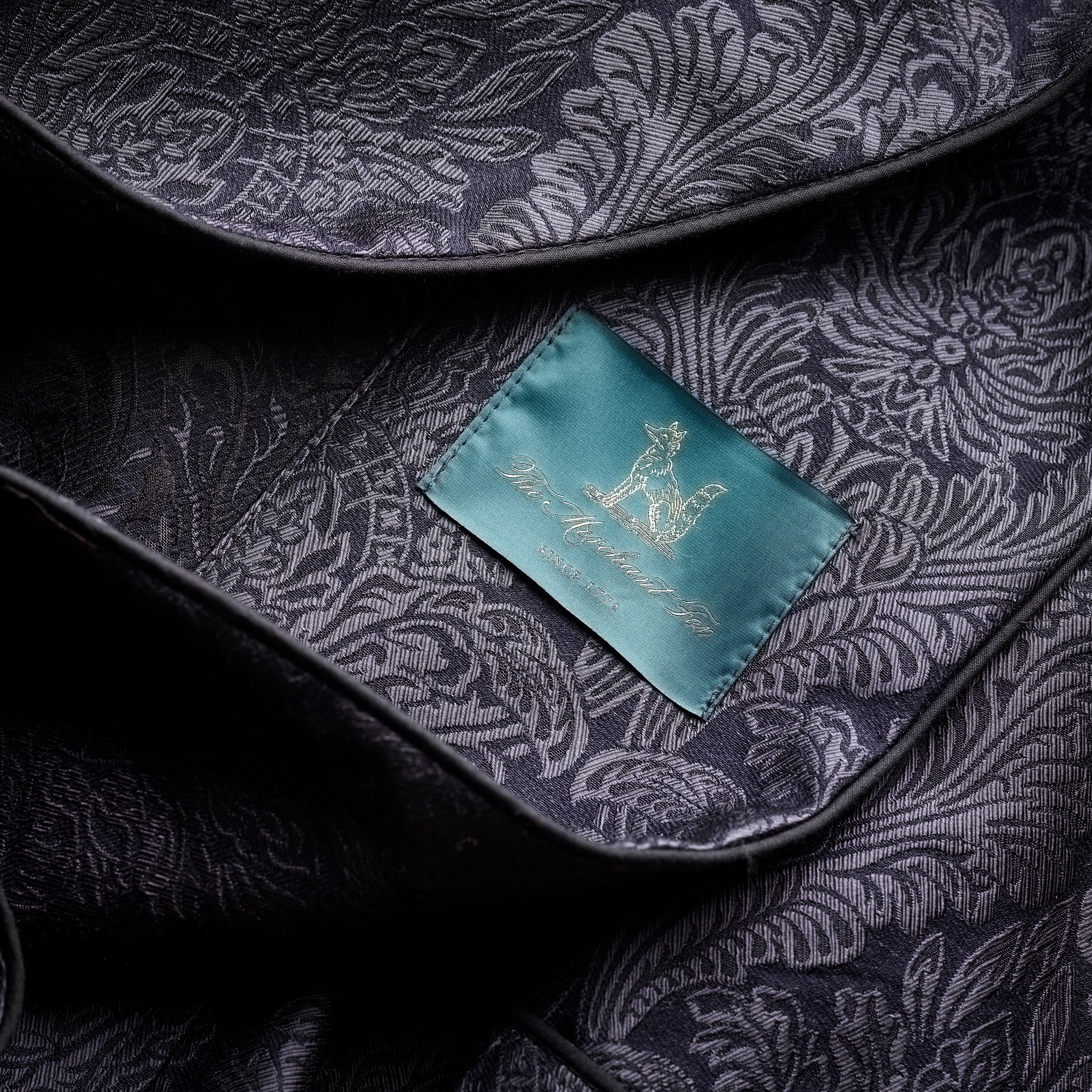 Sample of Fox Jacquard Silk Floral Lounge Gown in Midnight