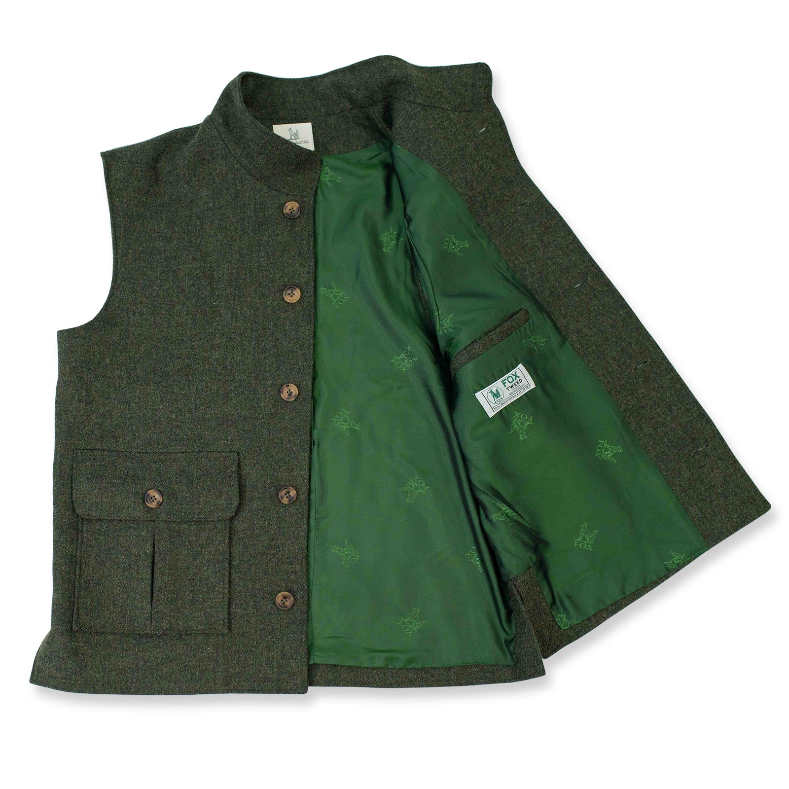 Fox Tweed Forest Green Twill Waistcoat