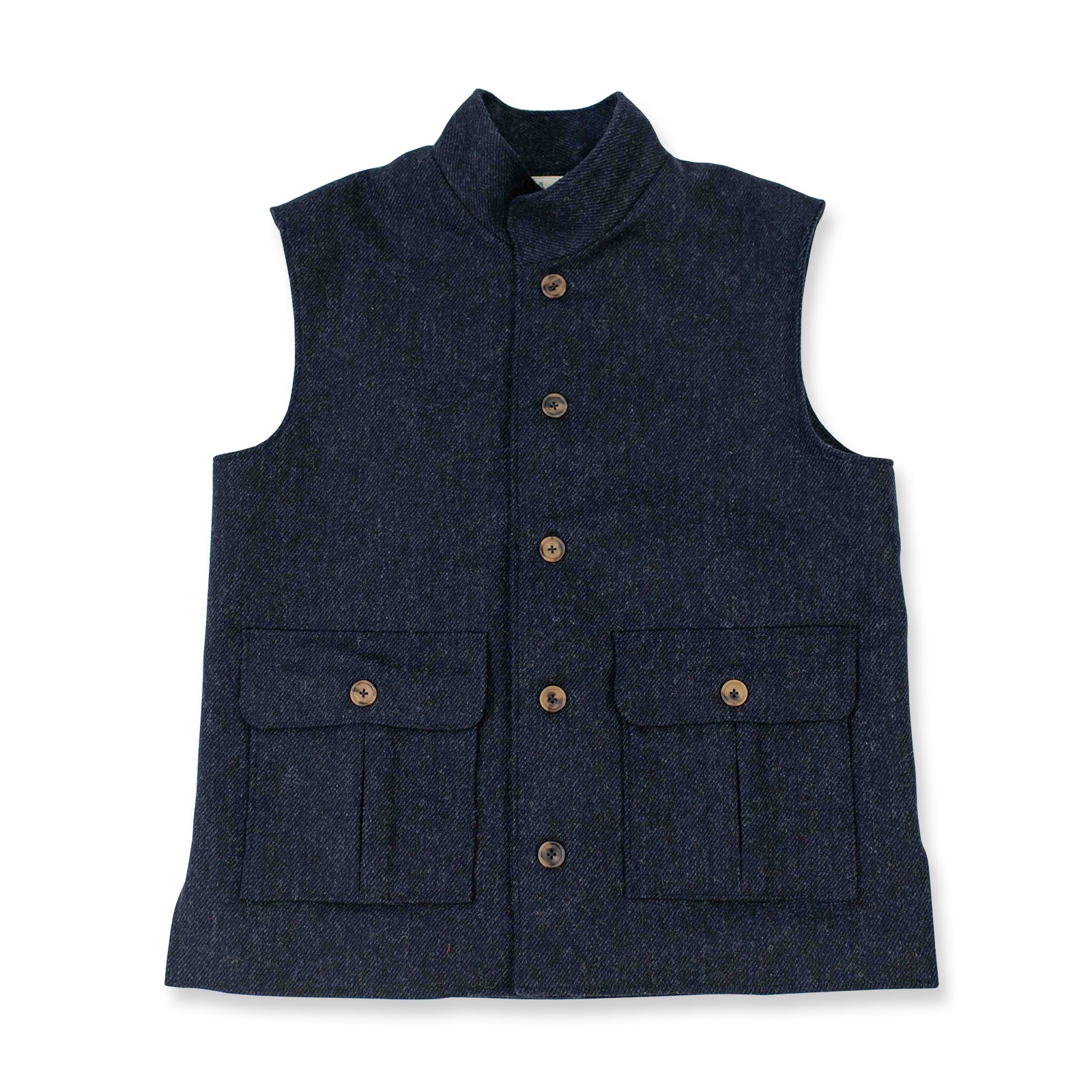Fox Tweed Char-Navy Twill Waistcoat