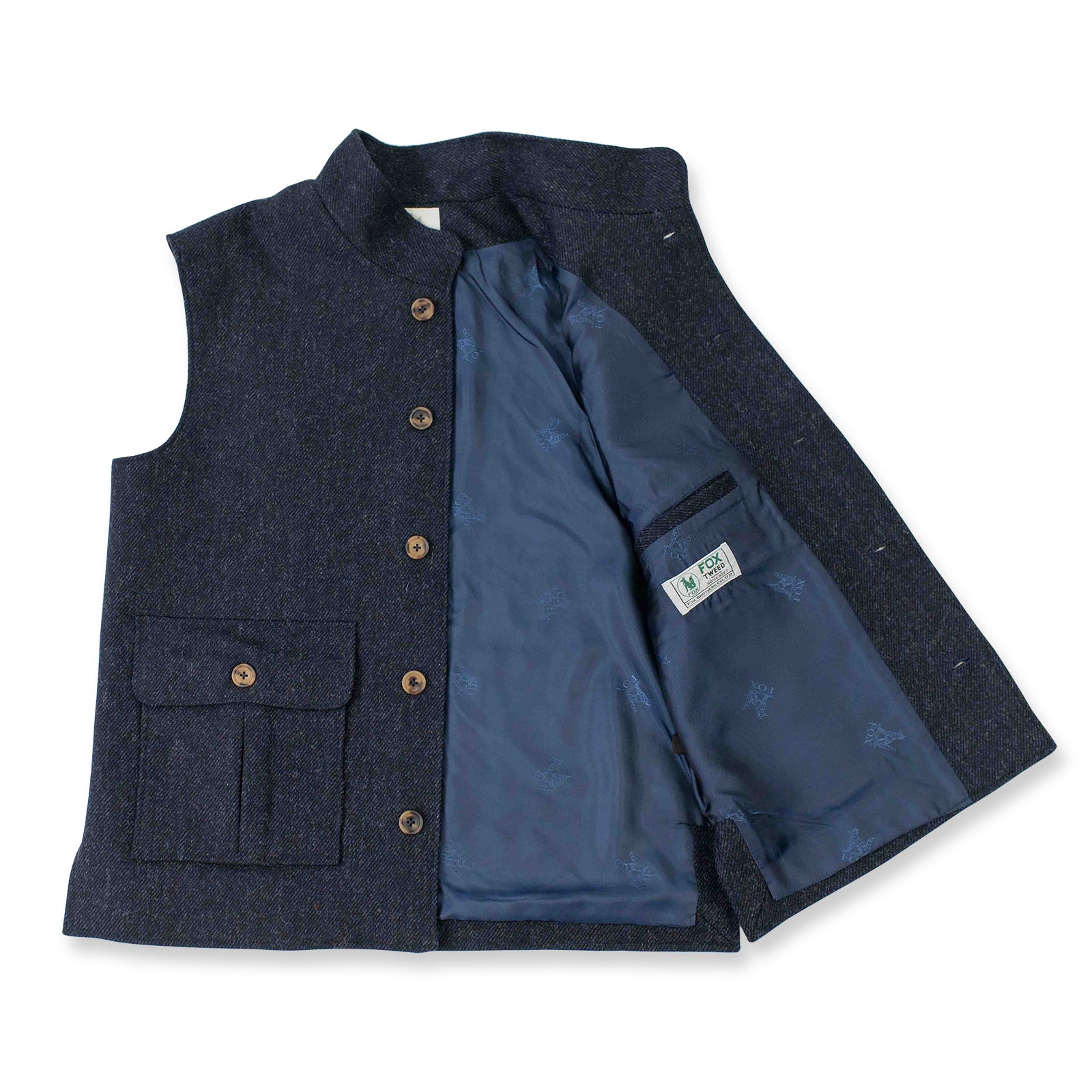 Fox Tweed Char-Navy Twill Waistcoat