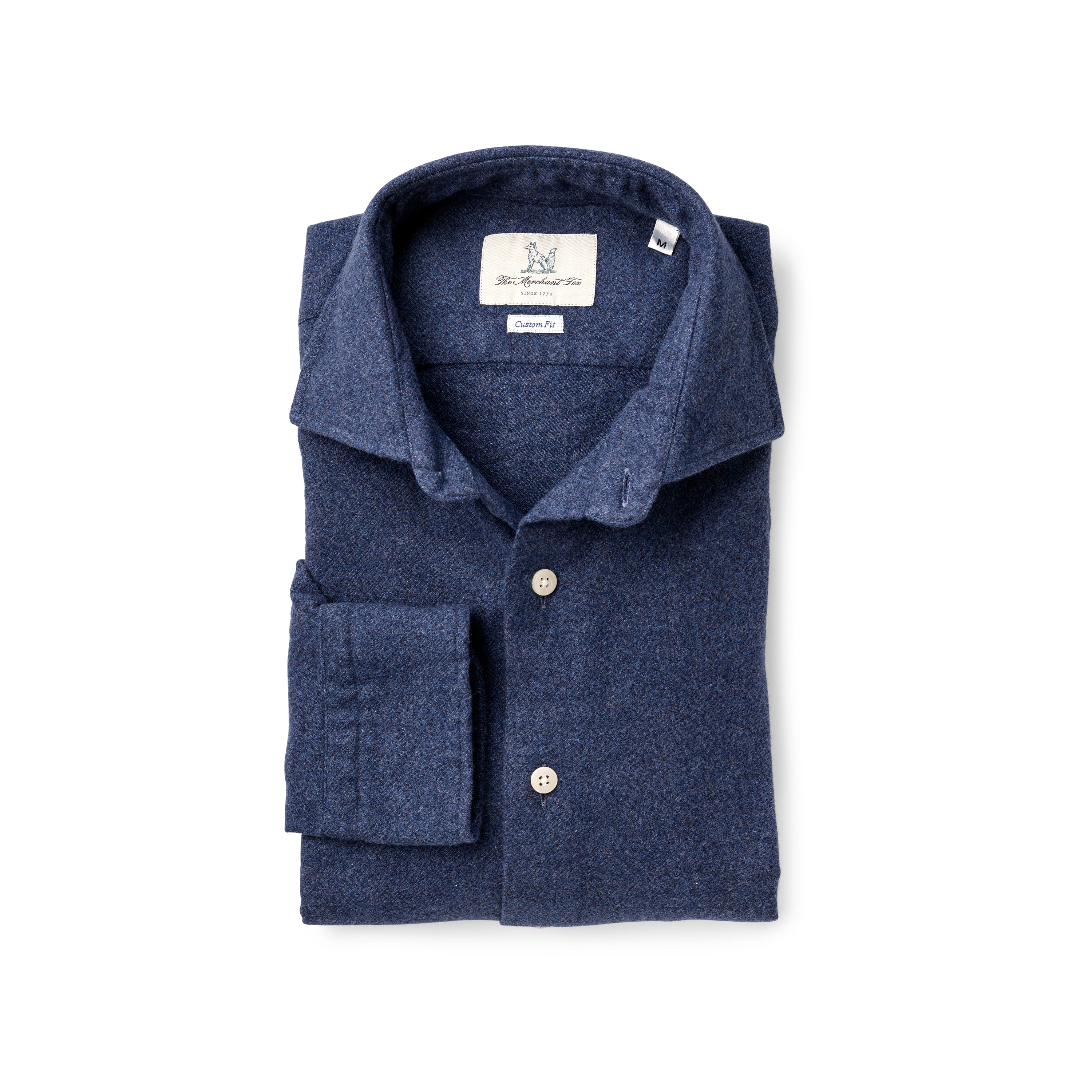 Double brushed spread collar shirt in mottled Navy