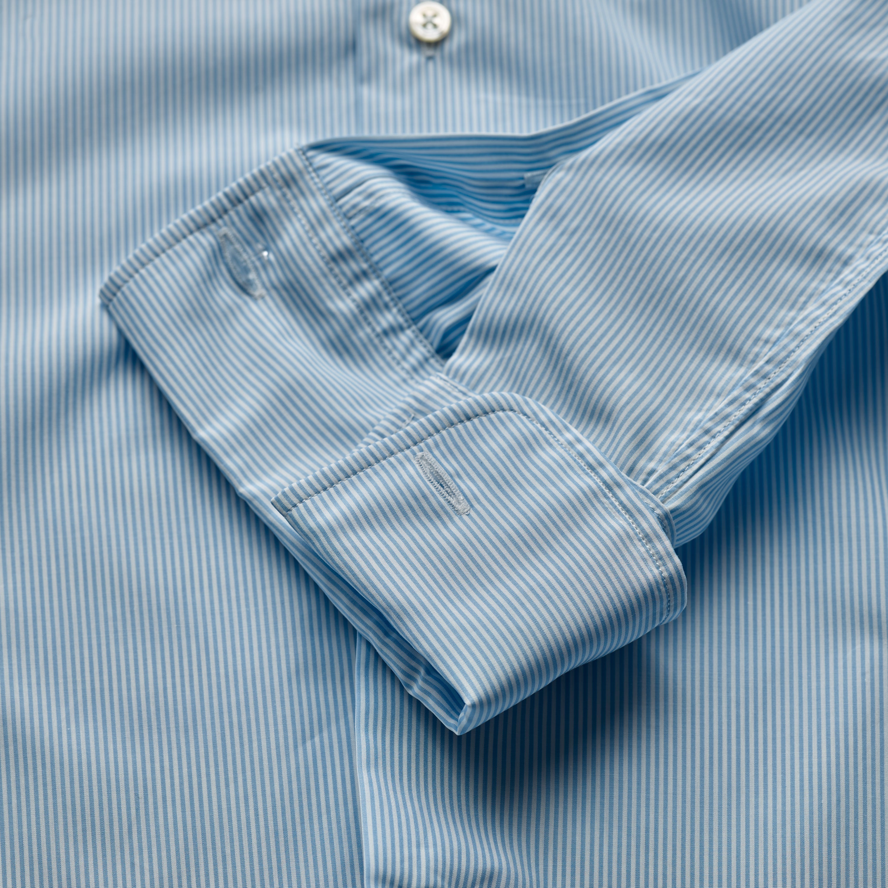 Blue & White Striped Carlo Riva Button-Down Double Cuff Shirt