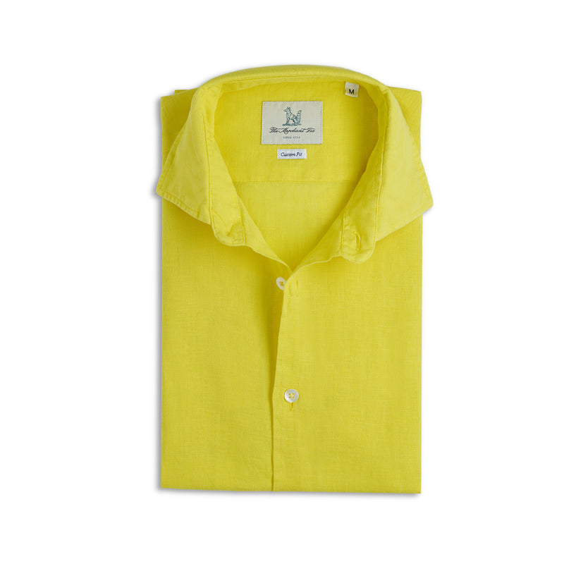 Spread Collar Linen Shirt in Tuscan Sunrise