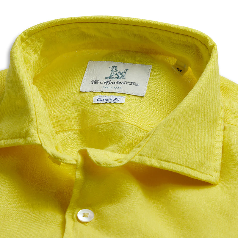 Spread Collar Linen Shirt in Tuscan Sunrise