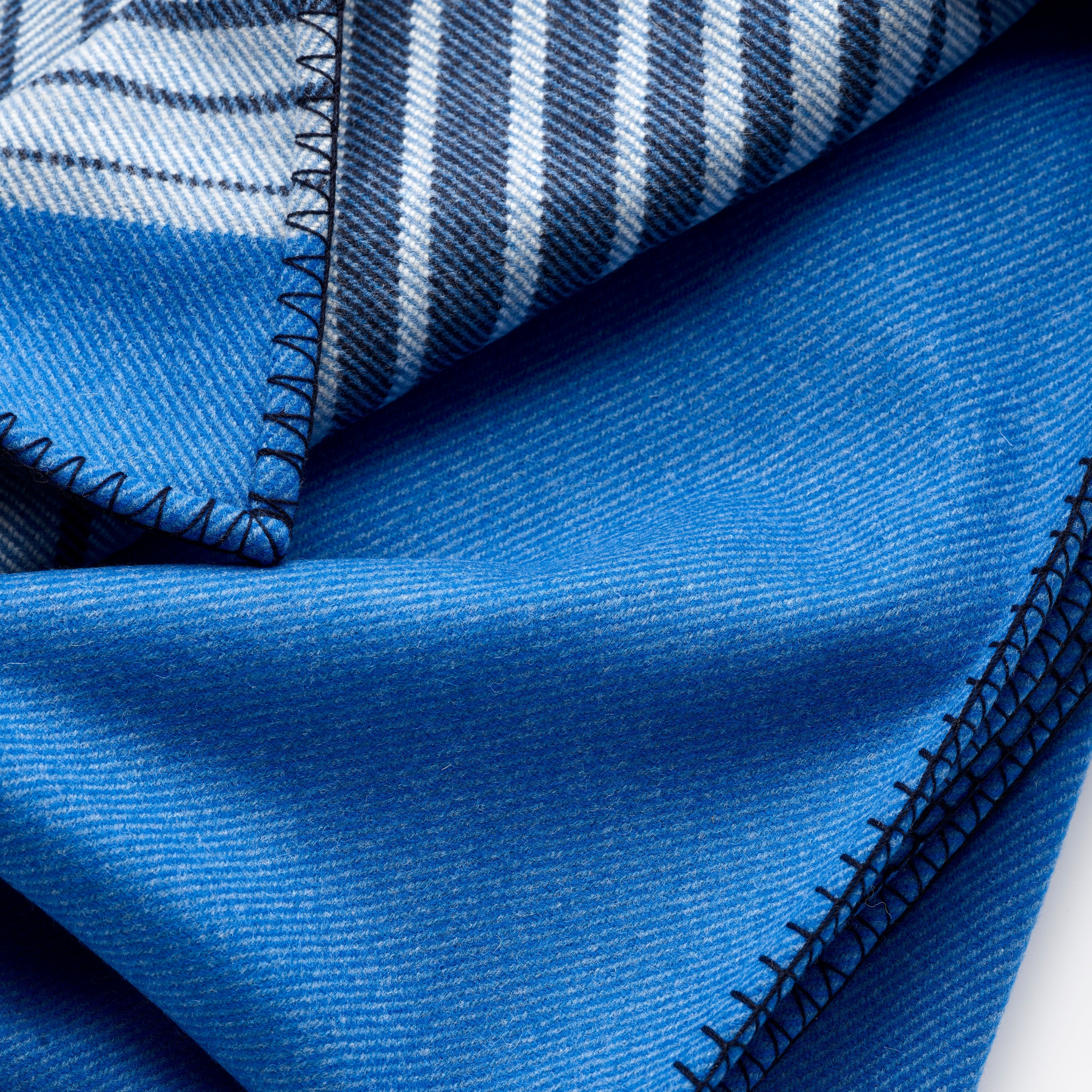 Fox Brothers Exmoor Stripe Throw in Blue