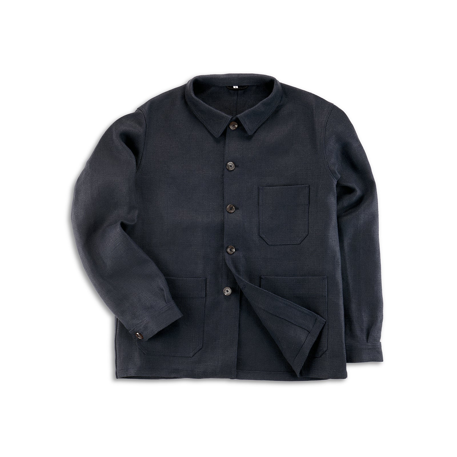 Navy Blue Heavy Linen Utility Jacket