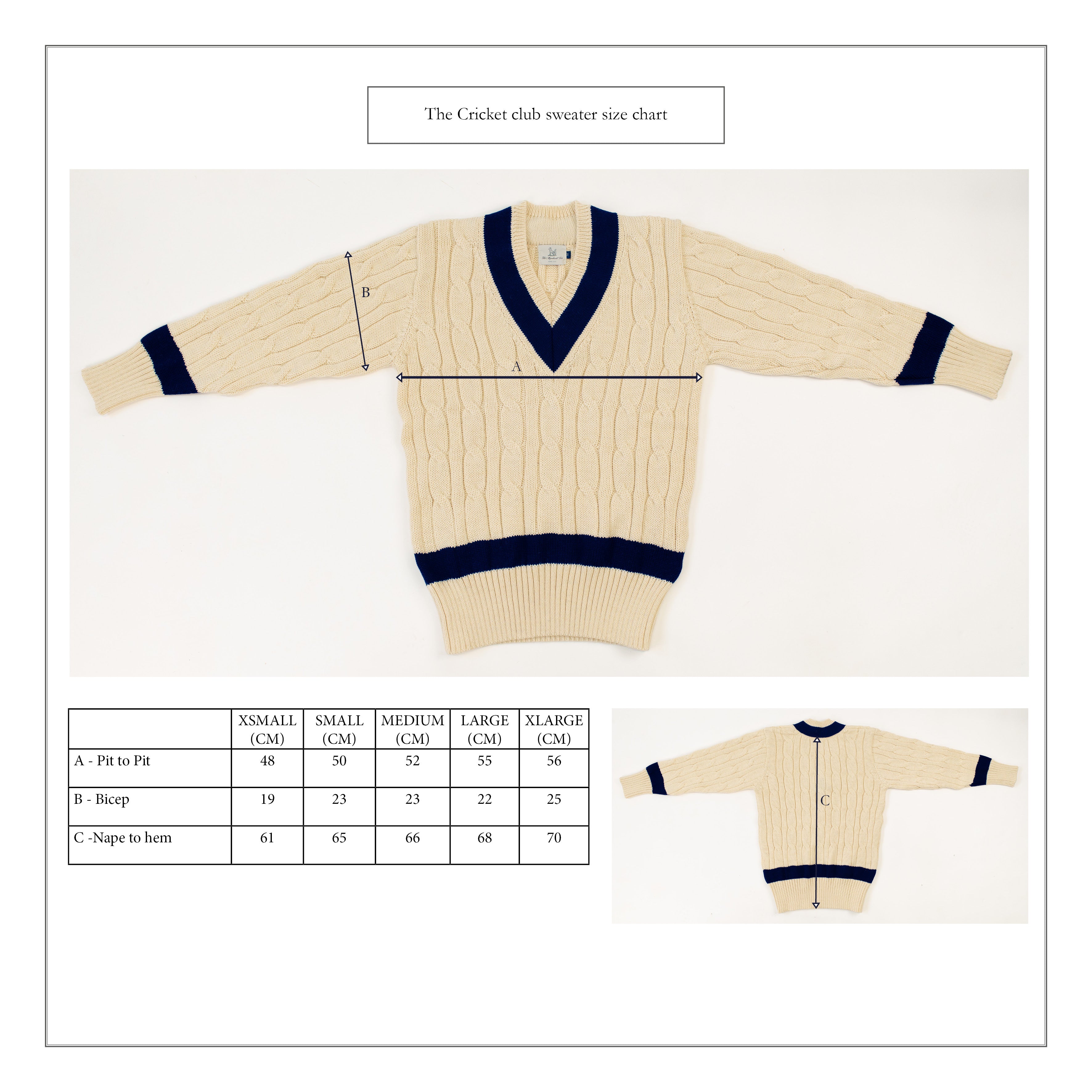 Fox Cricket Club Ecru Sweater with Azul Blue Stripes