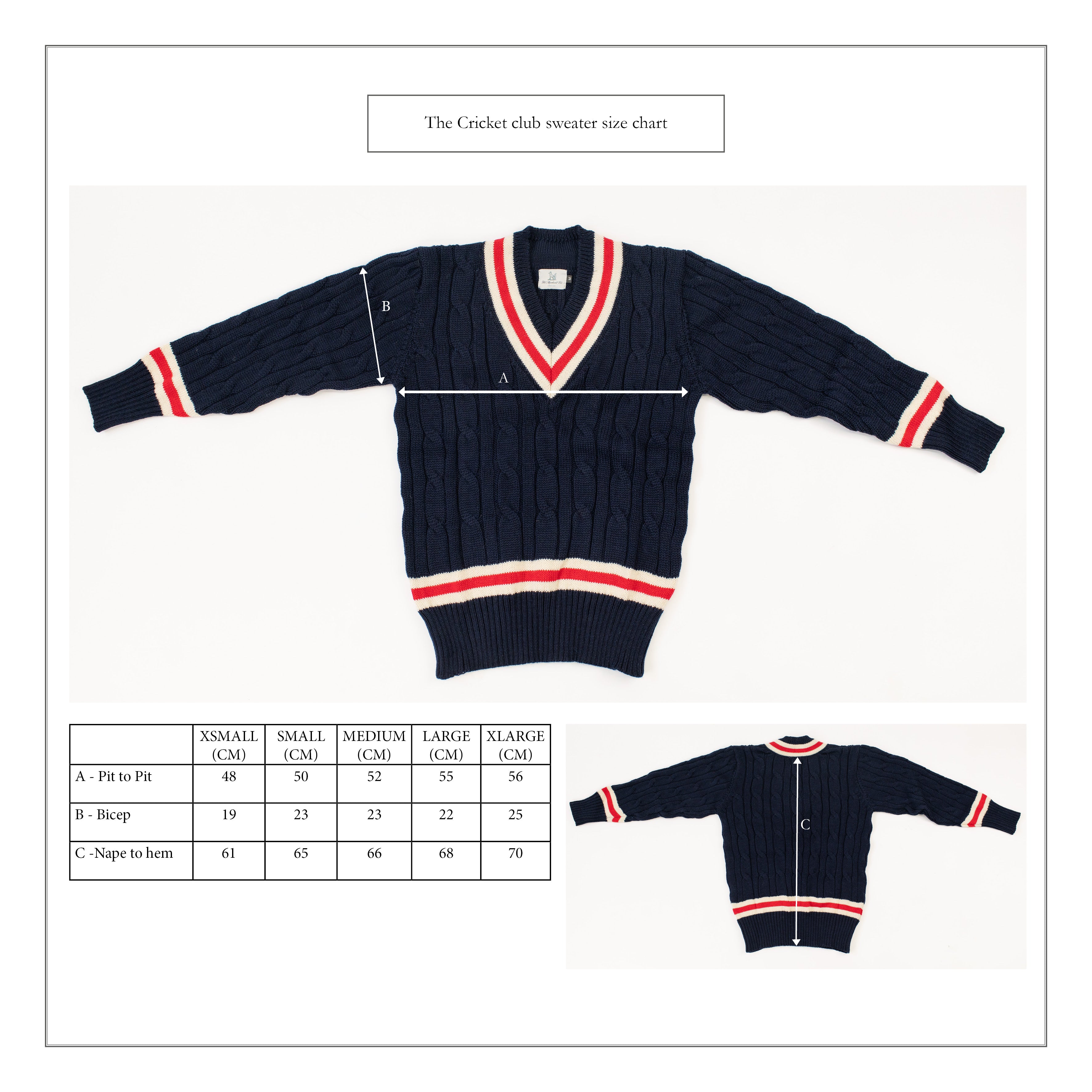 Fox Cricket Club Navy Sweater with Red & White Stripes
