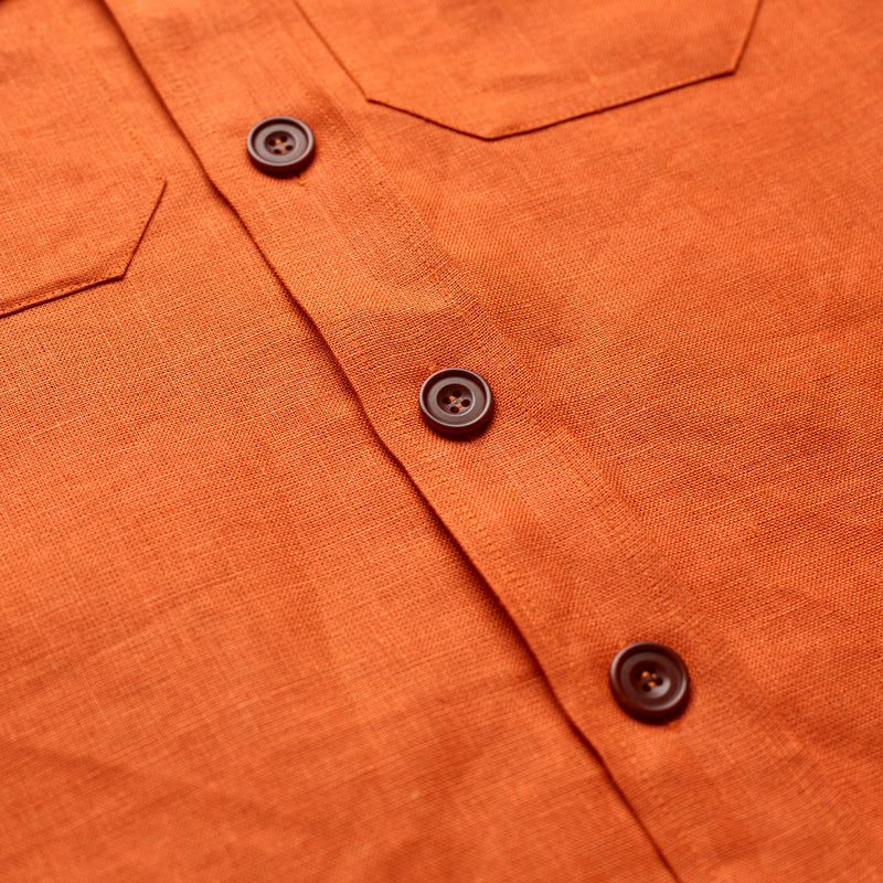 Copper Orange Linen Overshirt