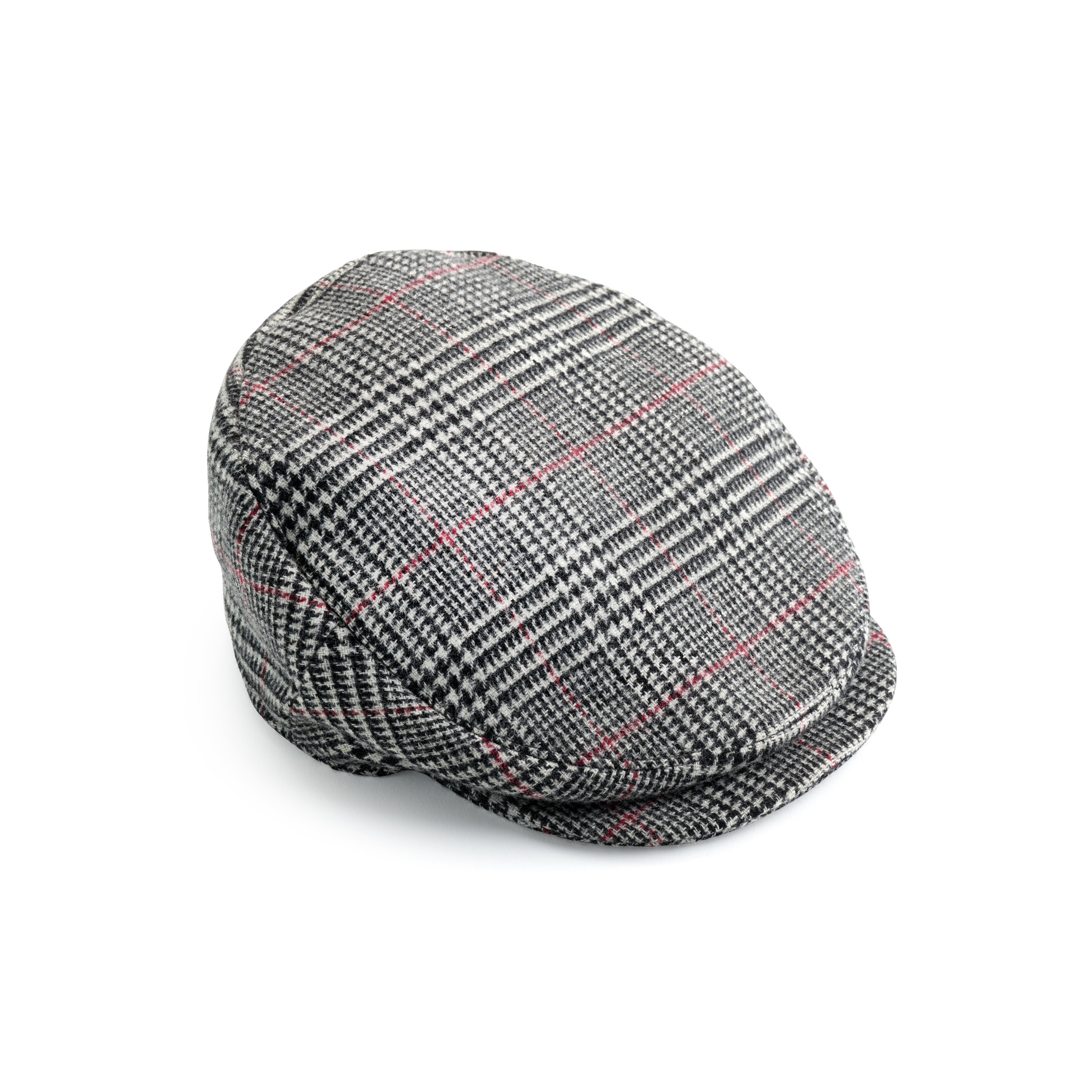 Fox Prince of Wales Check with Red Deco Snap Brim Flat Cap