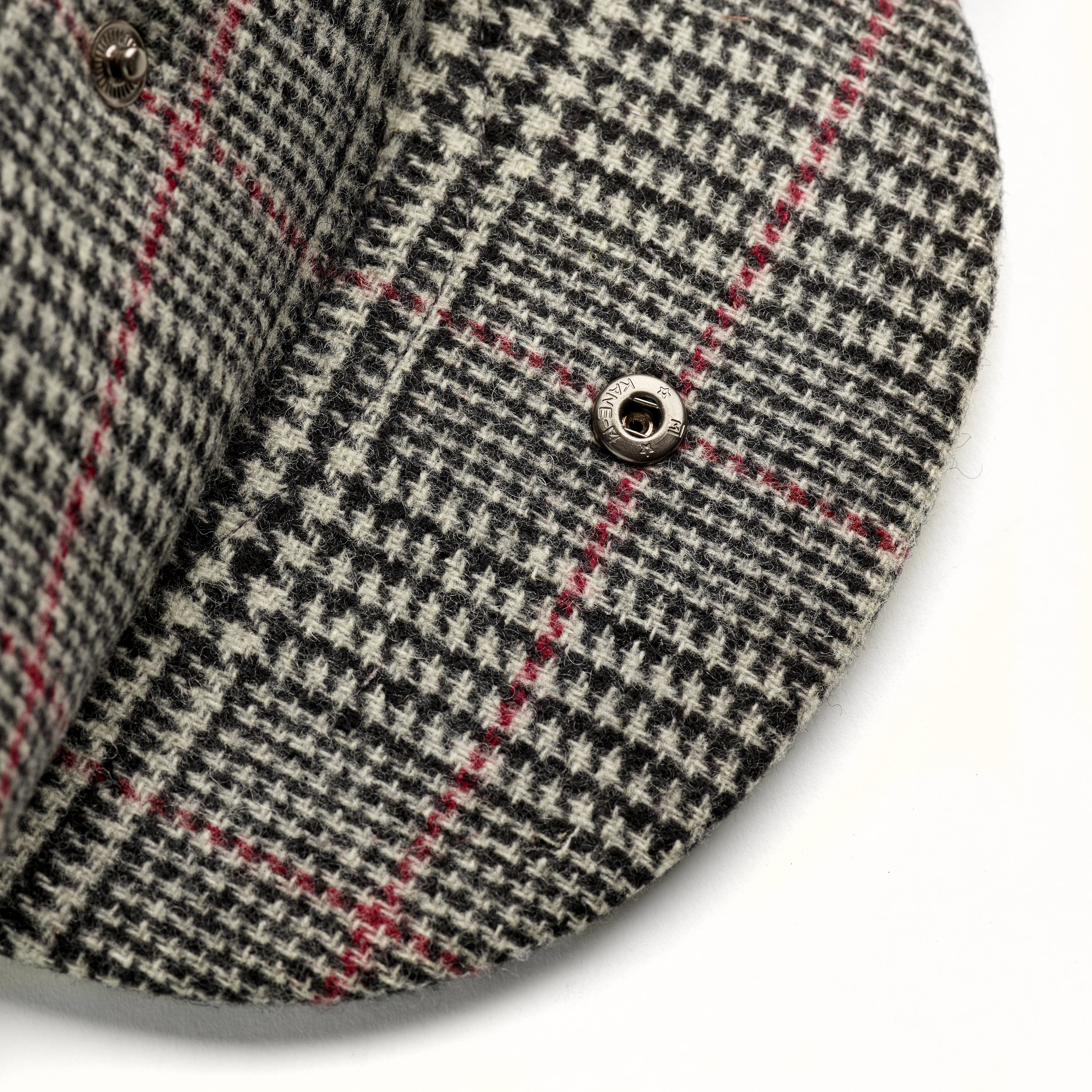 Fox Prince of Wales Check with Red Deco Snap Brim Flat Cap