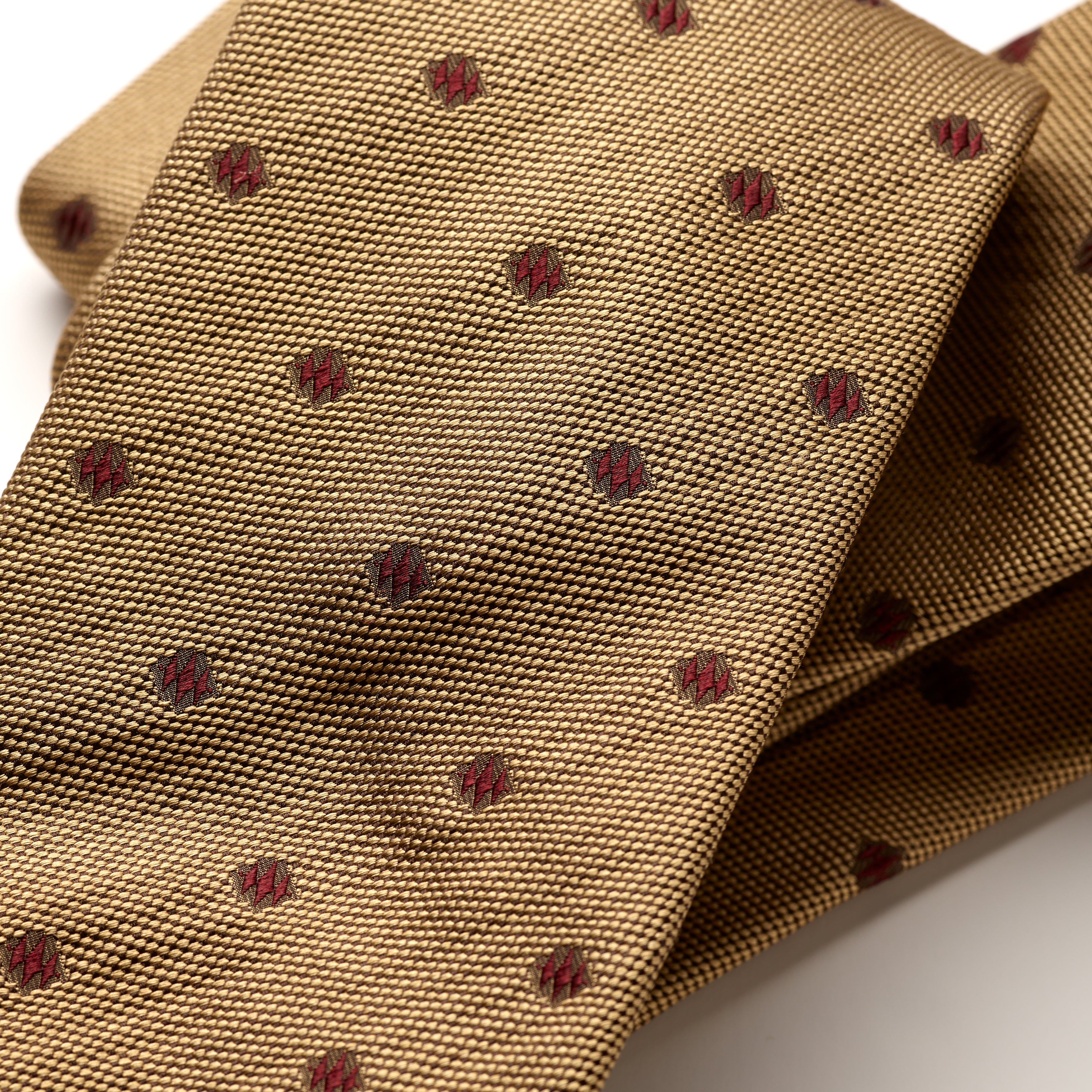 Tie Your Tie Gold & Brown Silk Geometric Tie