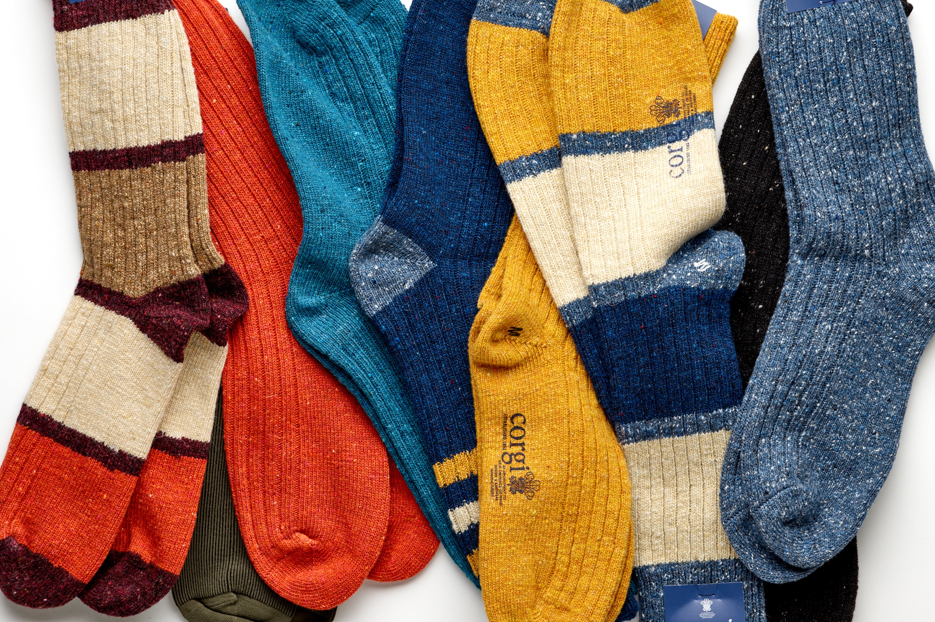 Corgi Shadow Rib Cotton Socks : Khaki