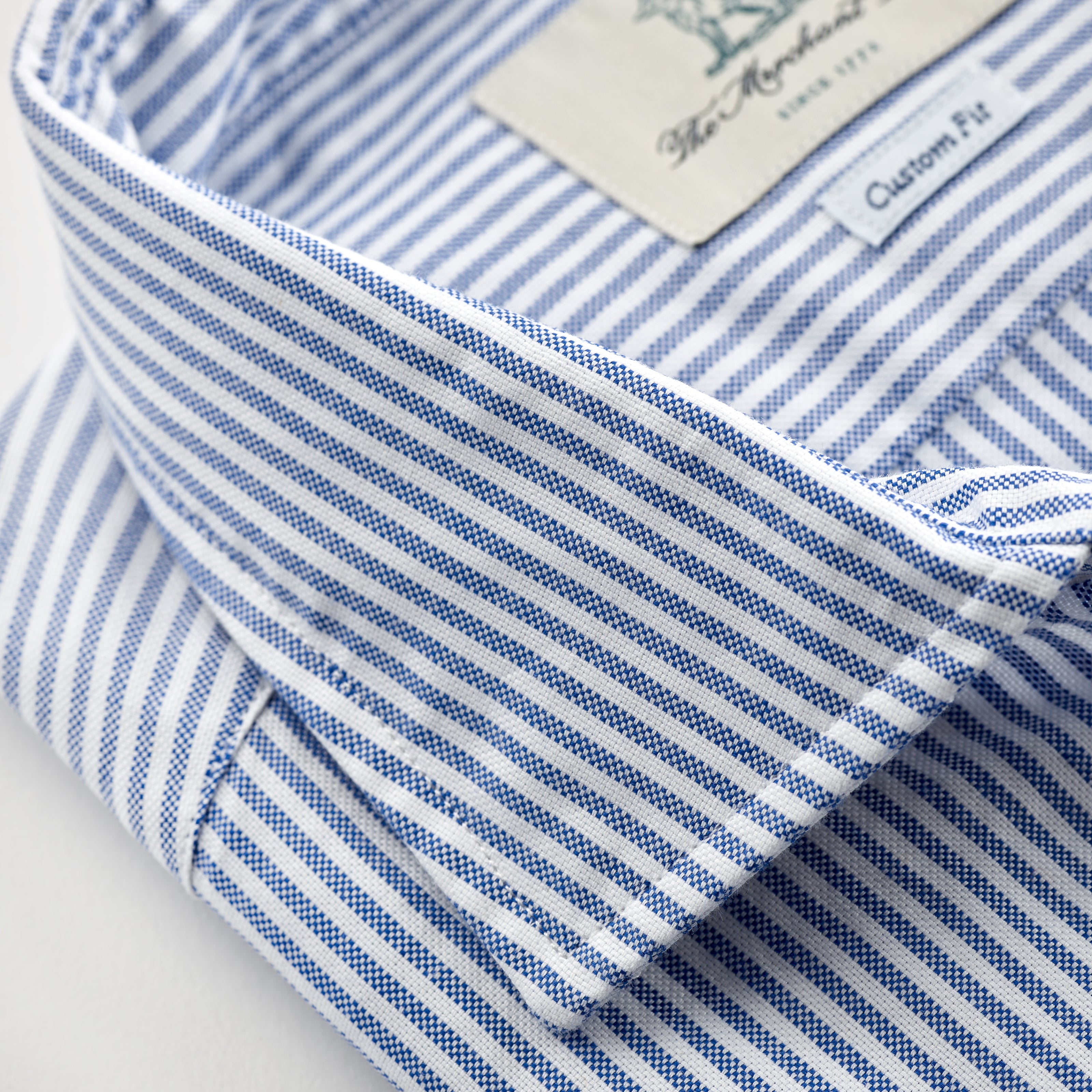 Navy & White wide striped spread collar oxford shirt