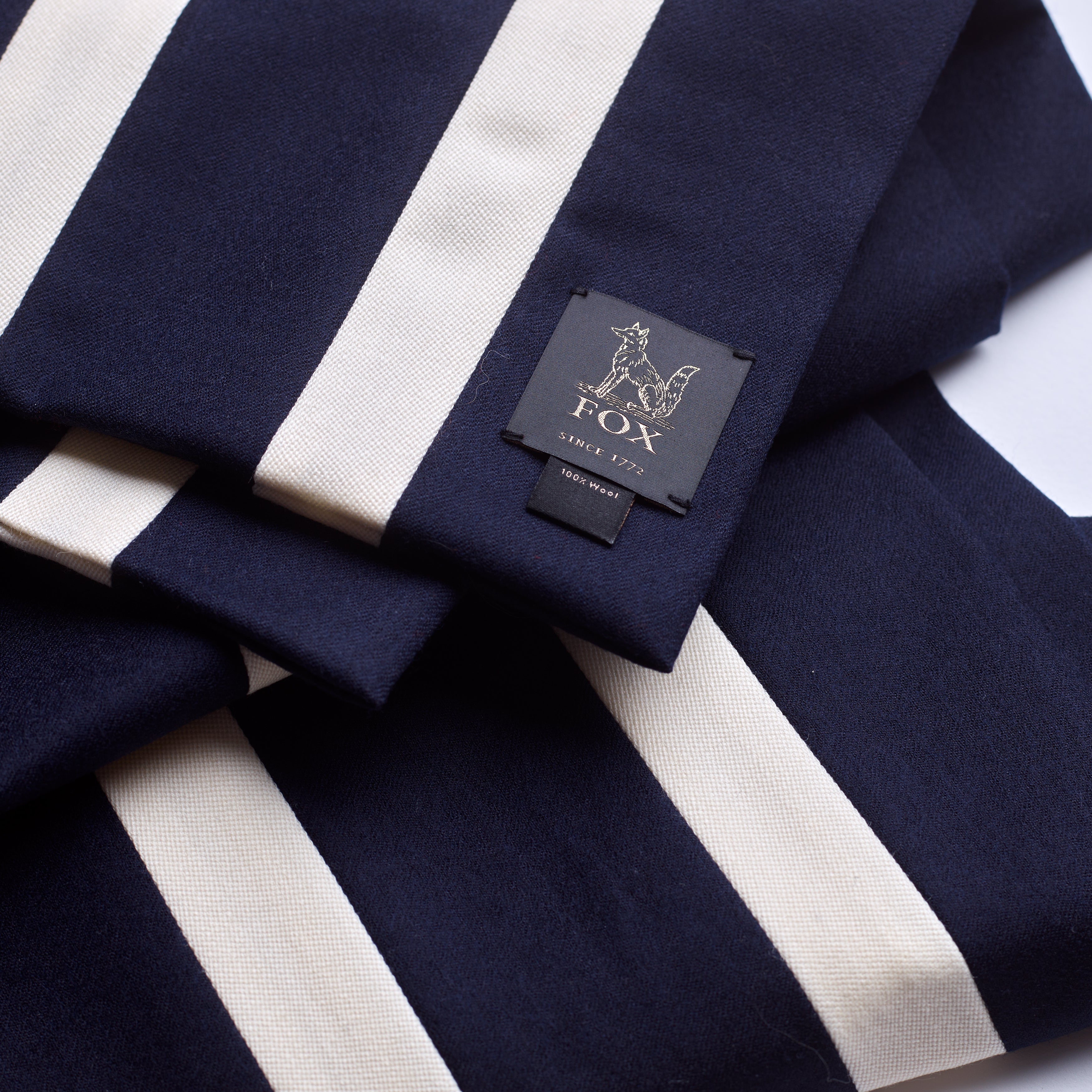 Fox Brothers Navy and Ecru College Scarf