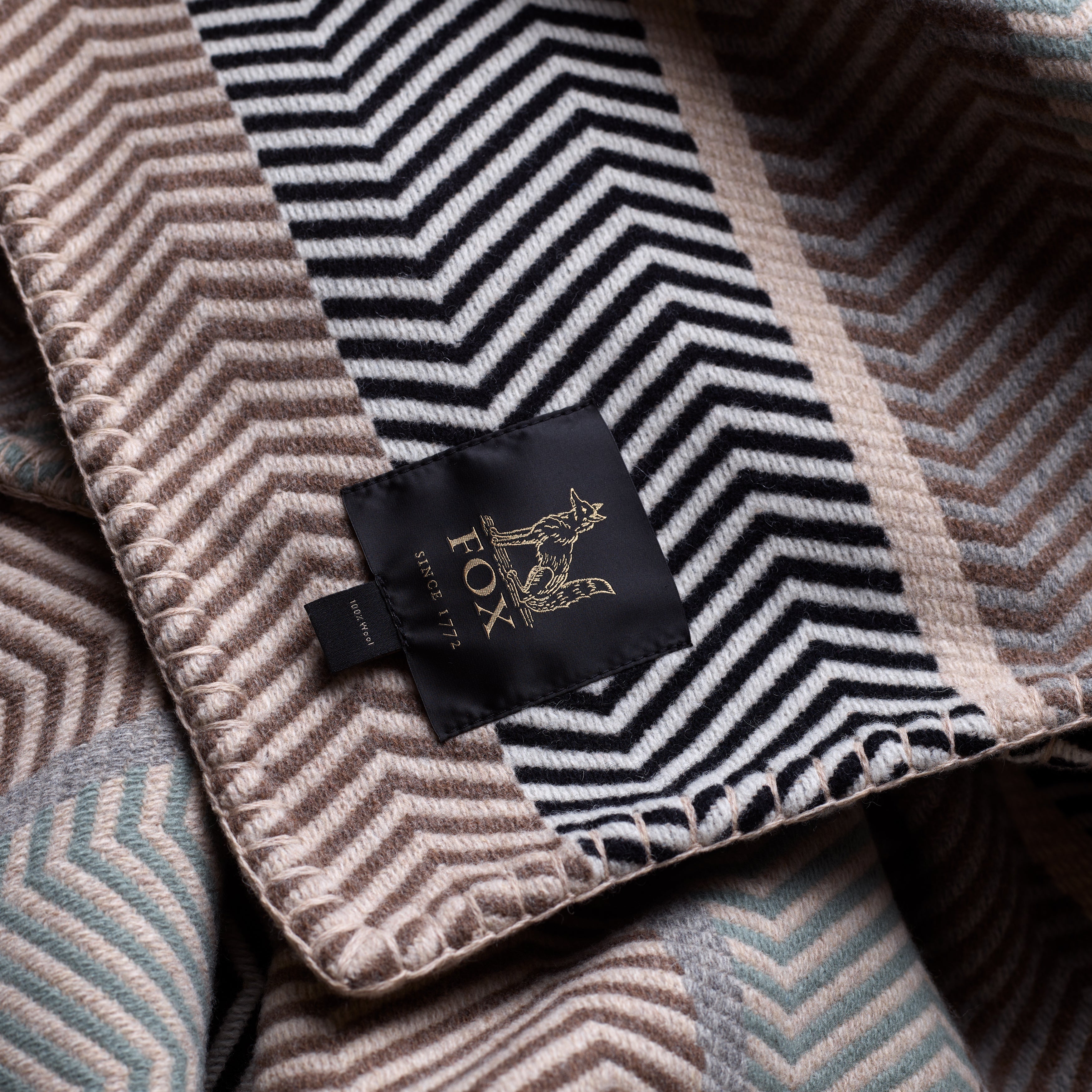 Fox Neutral Herringbone Stripe Throw