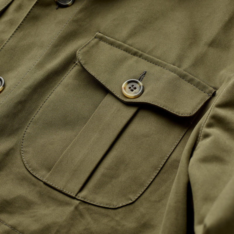 Khaki Green Cotton Twill Safari Jacket
