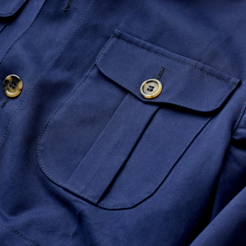 French Blue Cotton Twill Safari Jacket