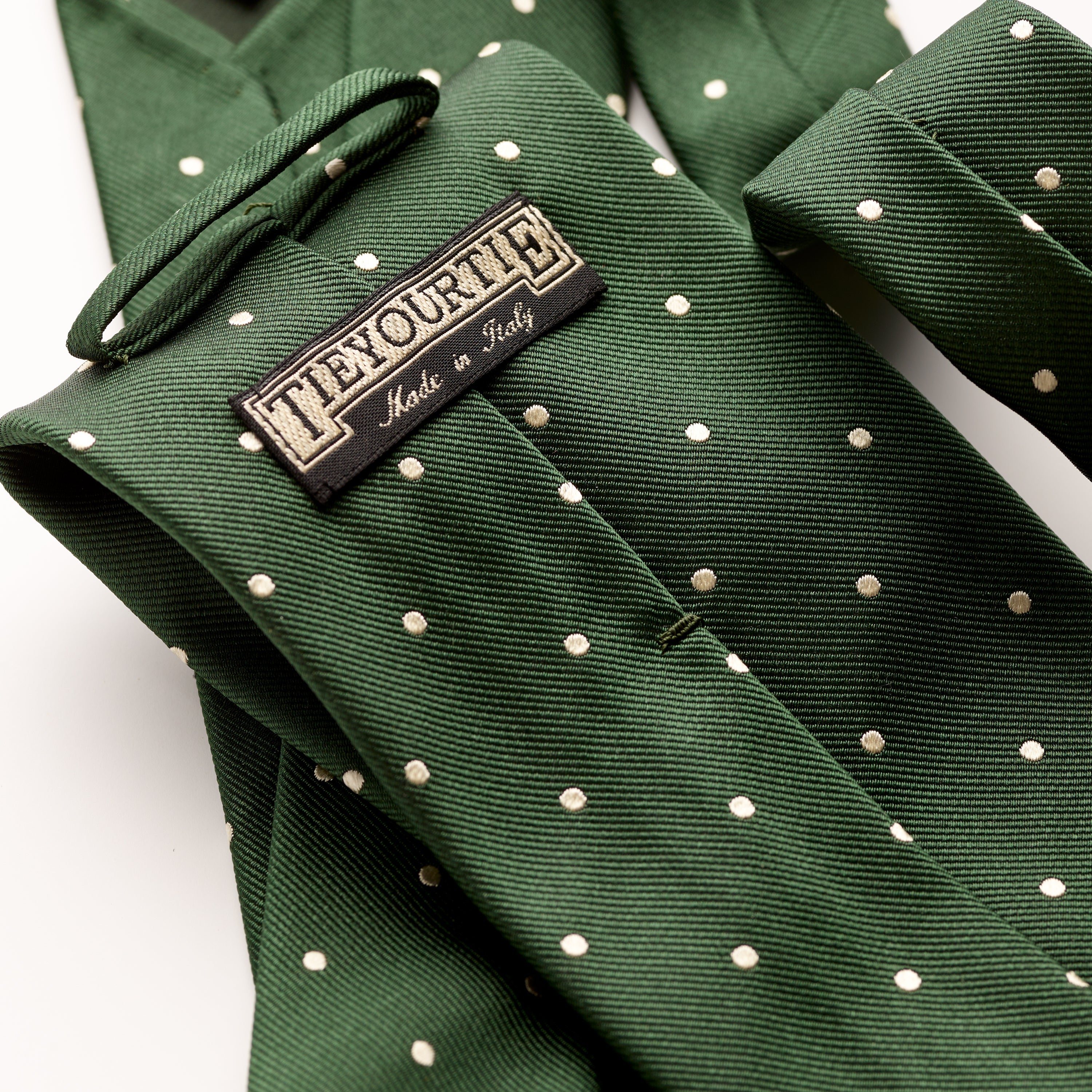 Tie Your Tie Dark Green Silk Polka Dot Tie