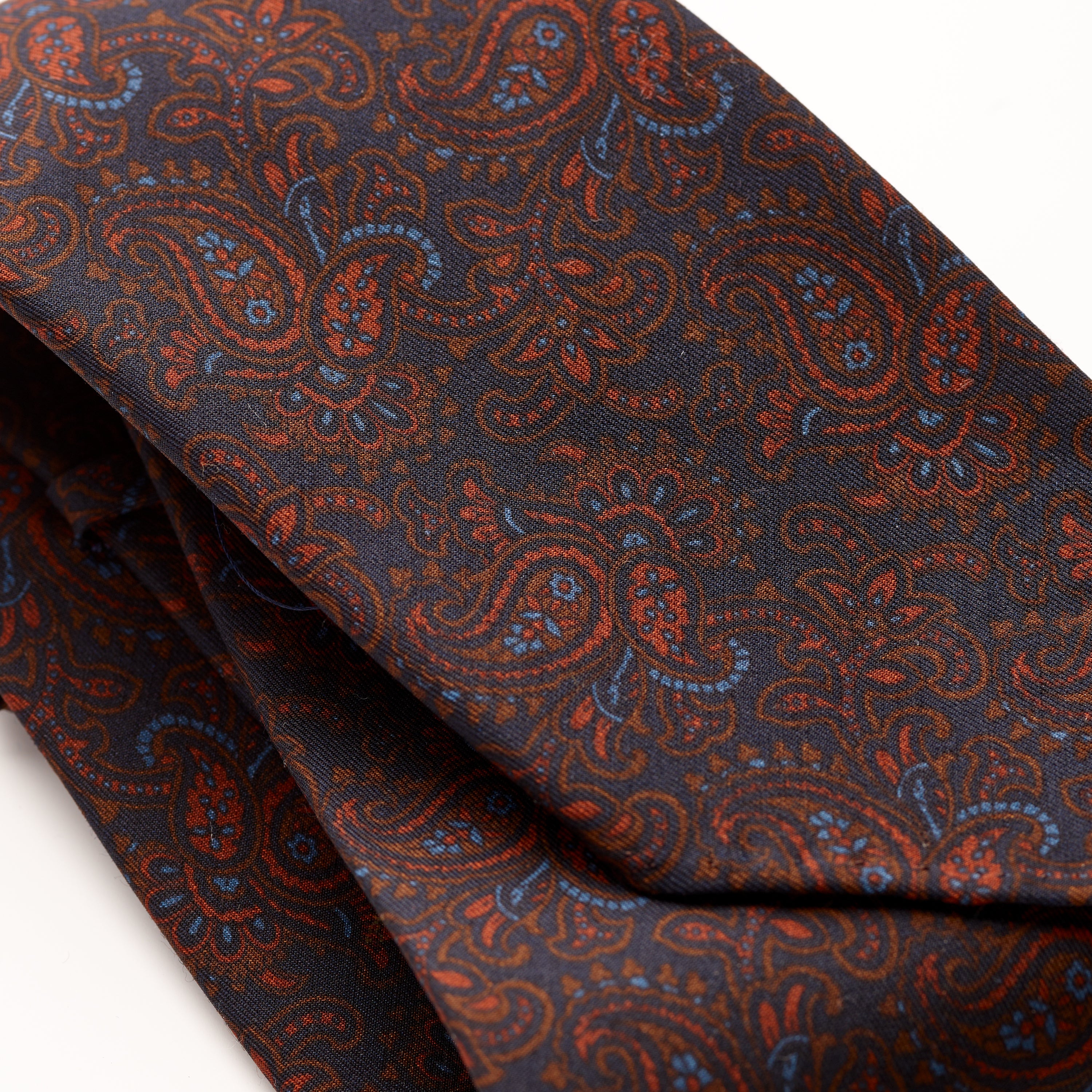 Tie Your Tie Navy & Copper Wool & Silk Paisley Tie