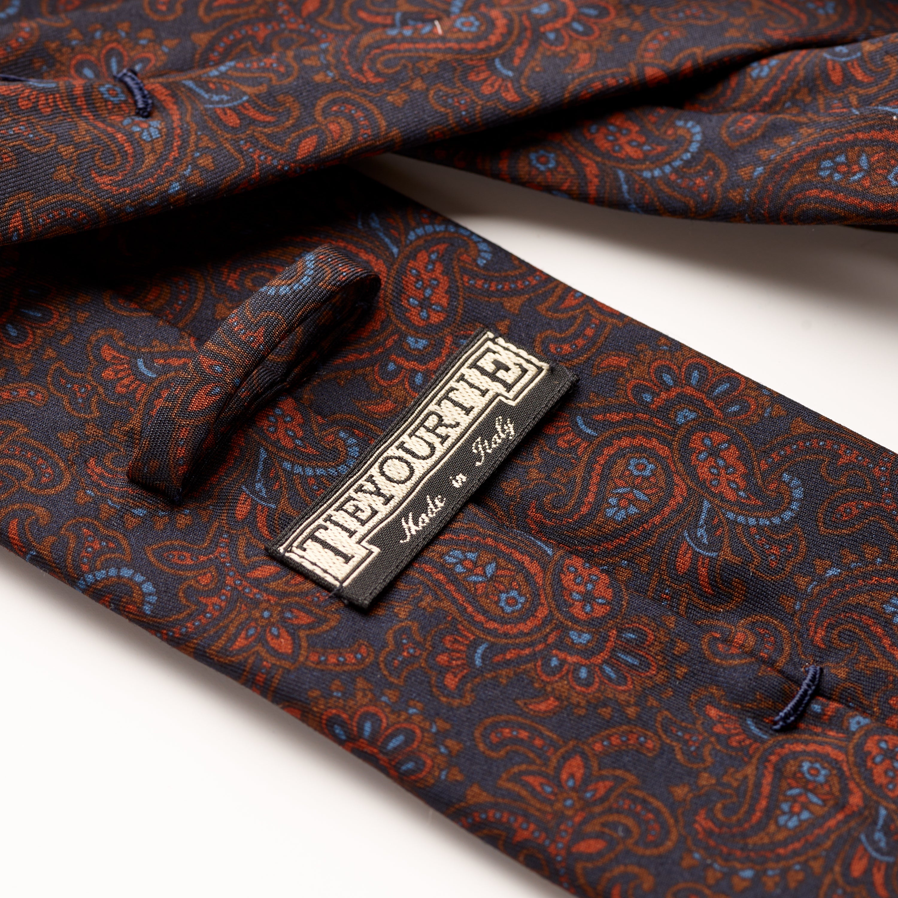 Tie Your Tie Navy & Copper Wool & Silk Paisley Tie