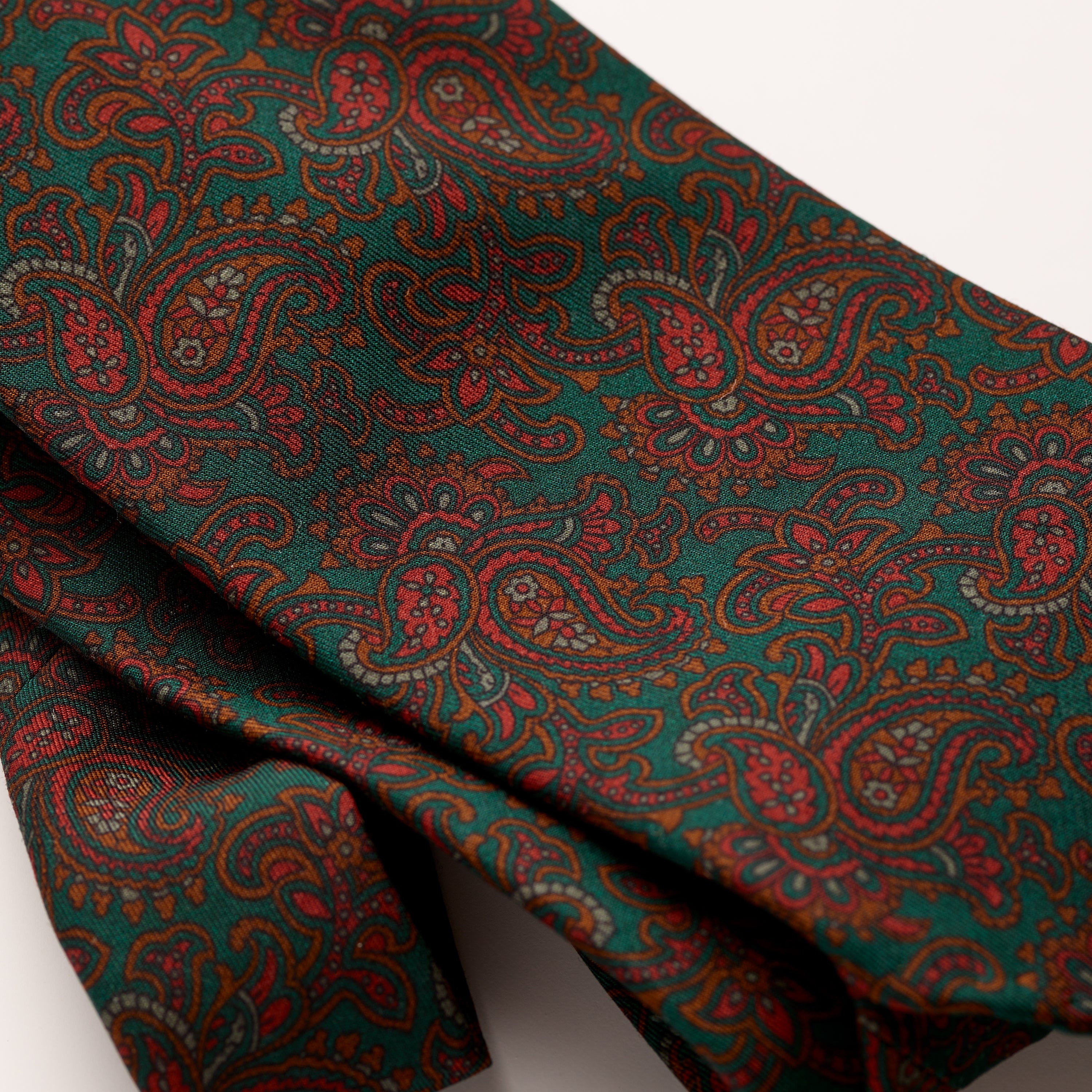 Tie Your Tie Dark Green Wool & Silk Paisley Tie