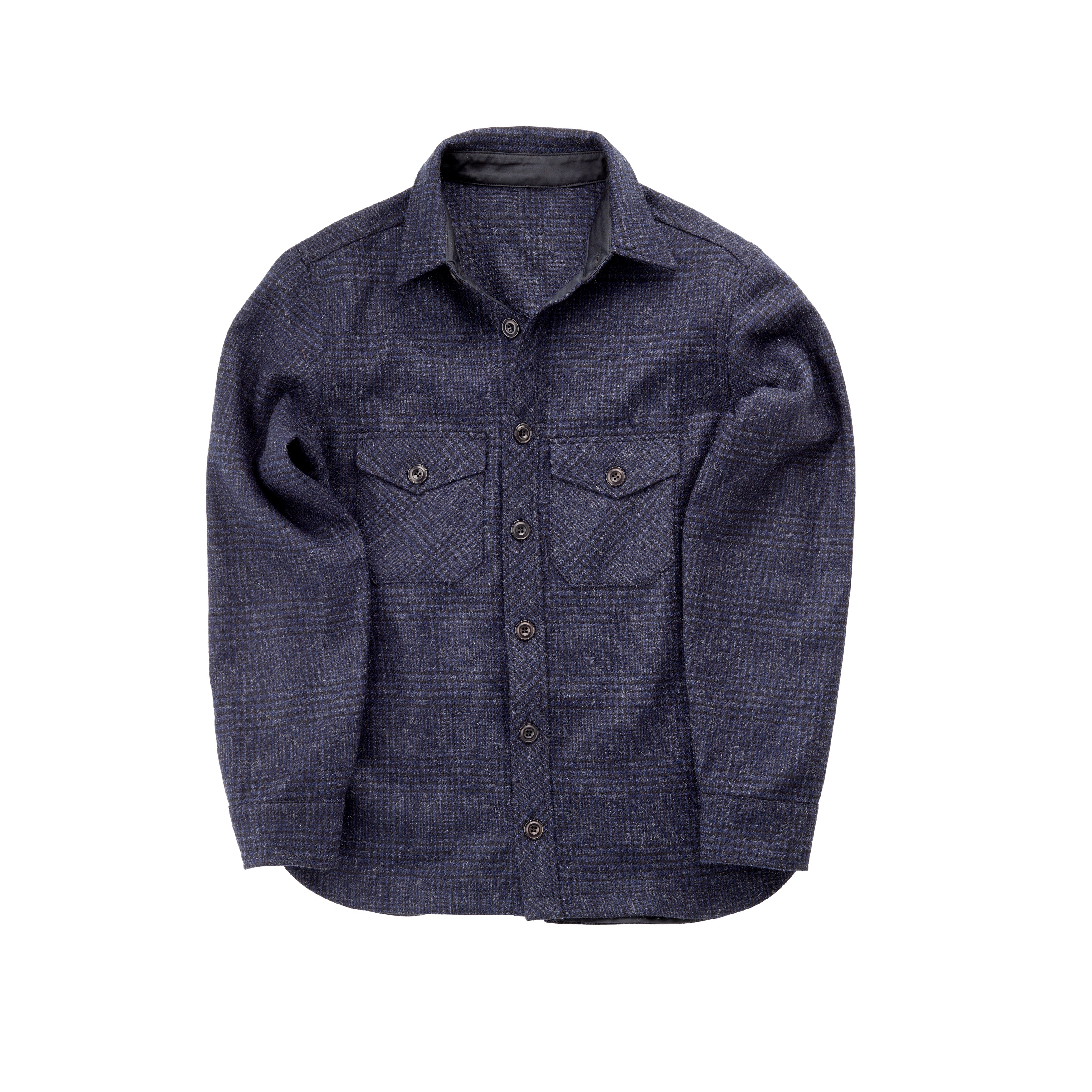 Fox Tweed Indigo and Black Ink Prince of Wales Overshirt