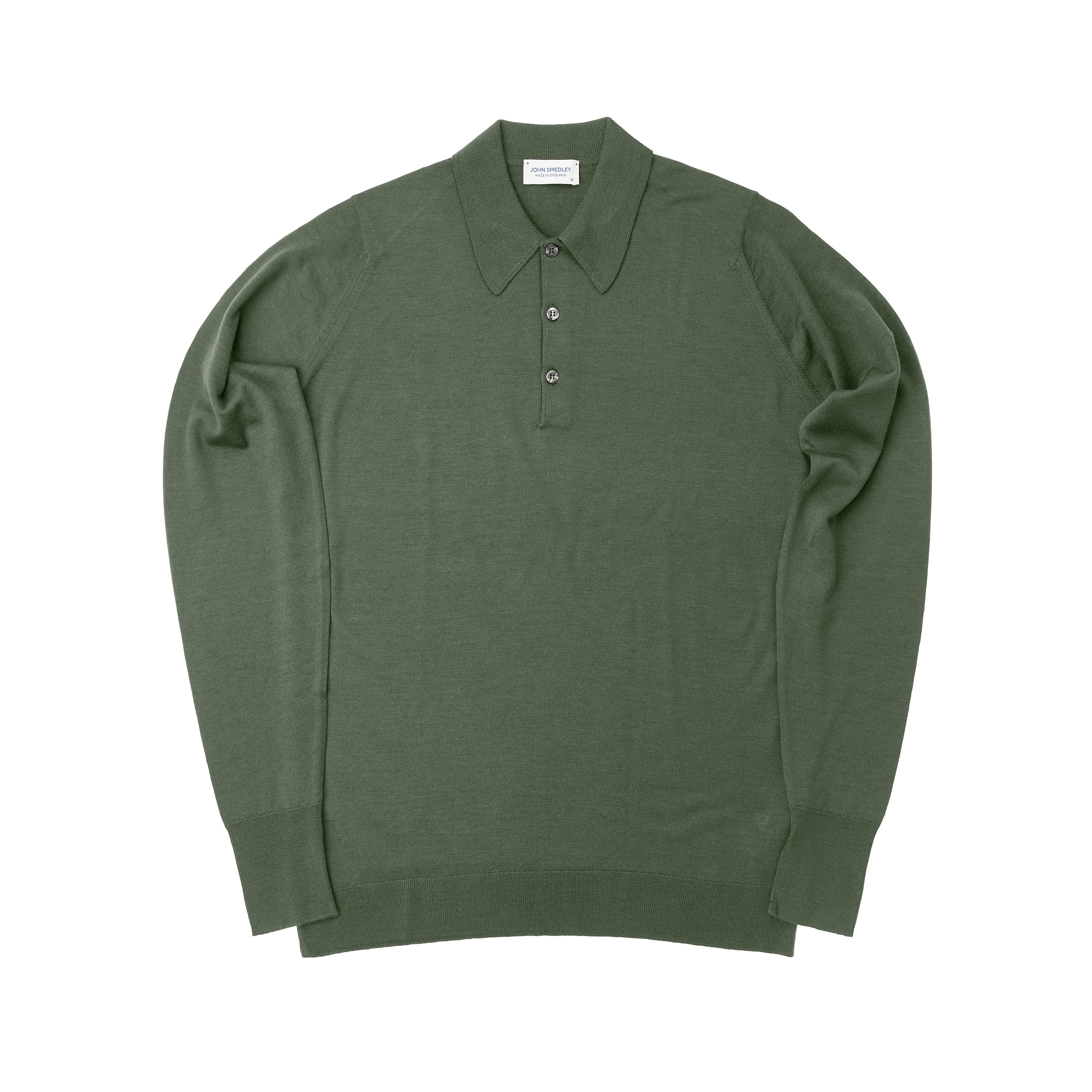 John Smedley Dorset Highland Green Long Sleeve Polo Shirt
