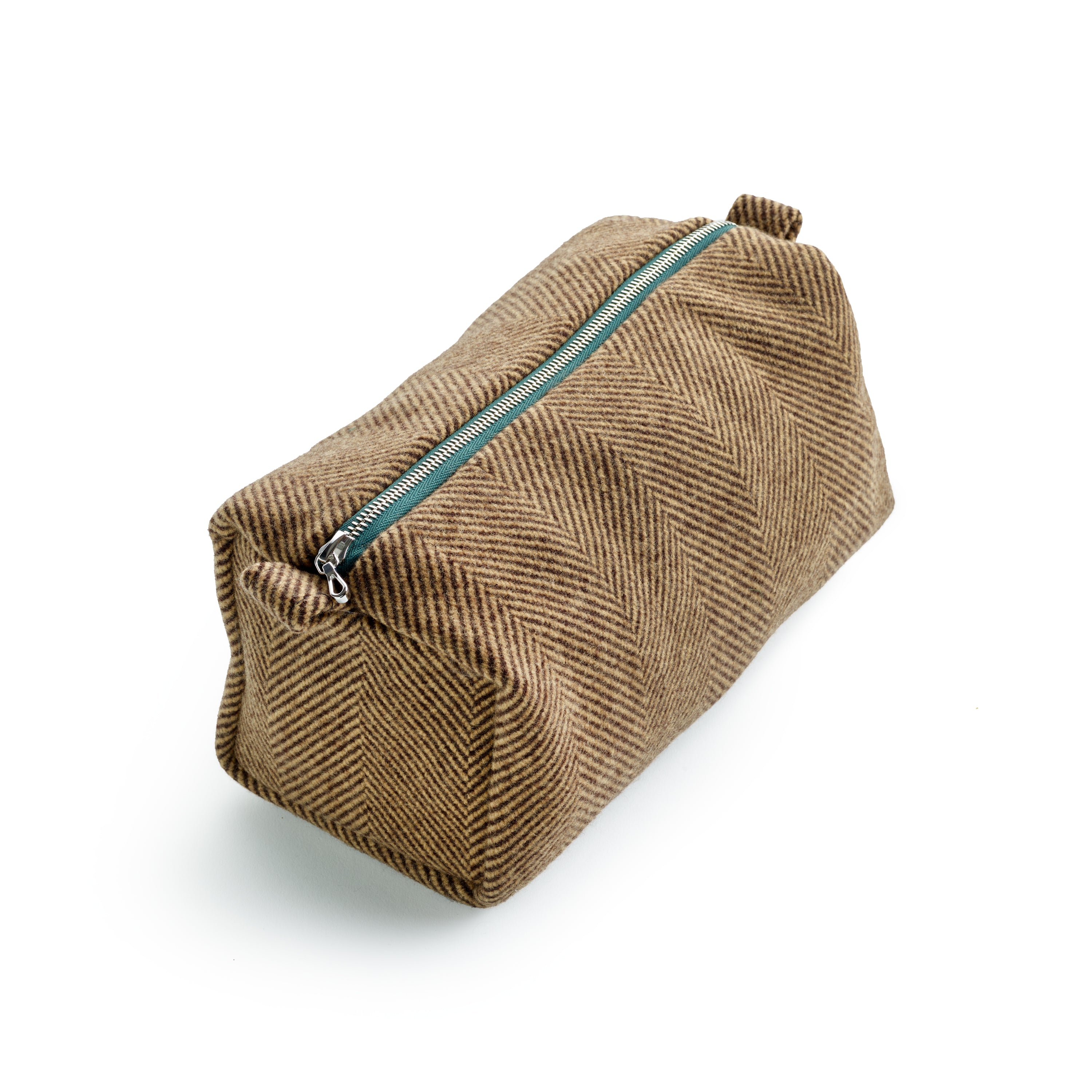 The Fox Traveller Brown Herringbone Large Wash Bag