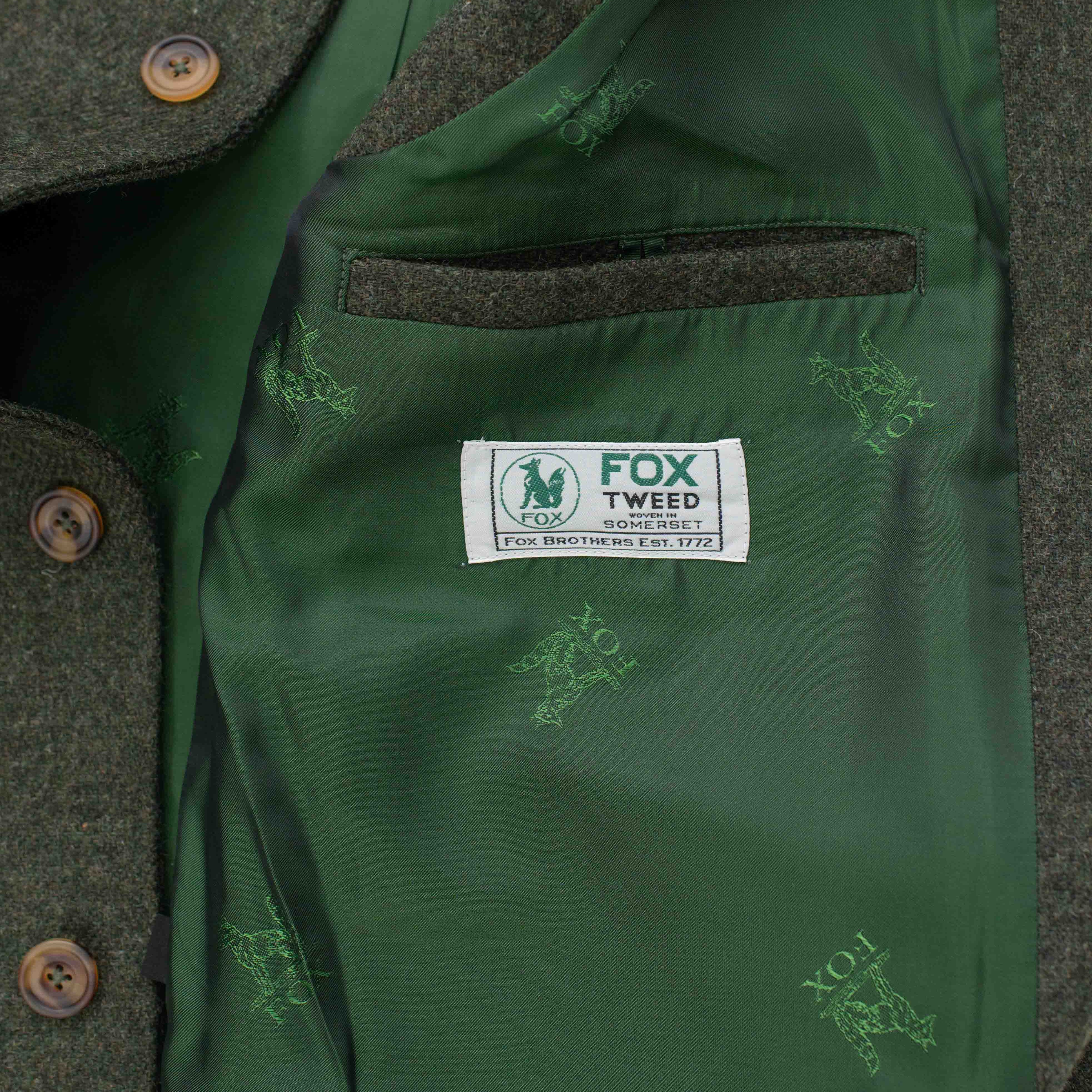 Fox Tweed Forest Green Twill Waistcoat
