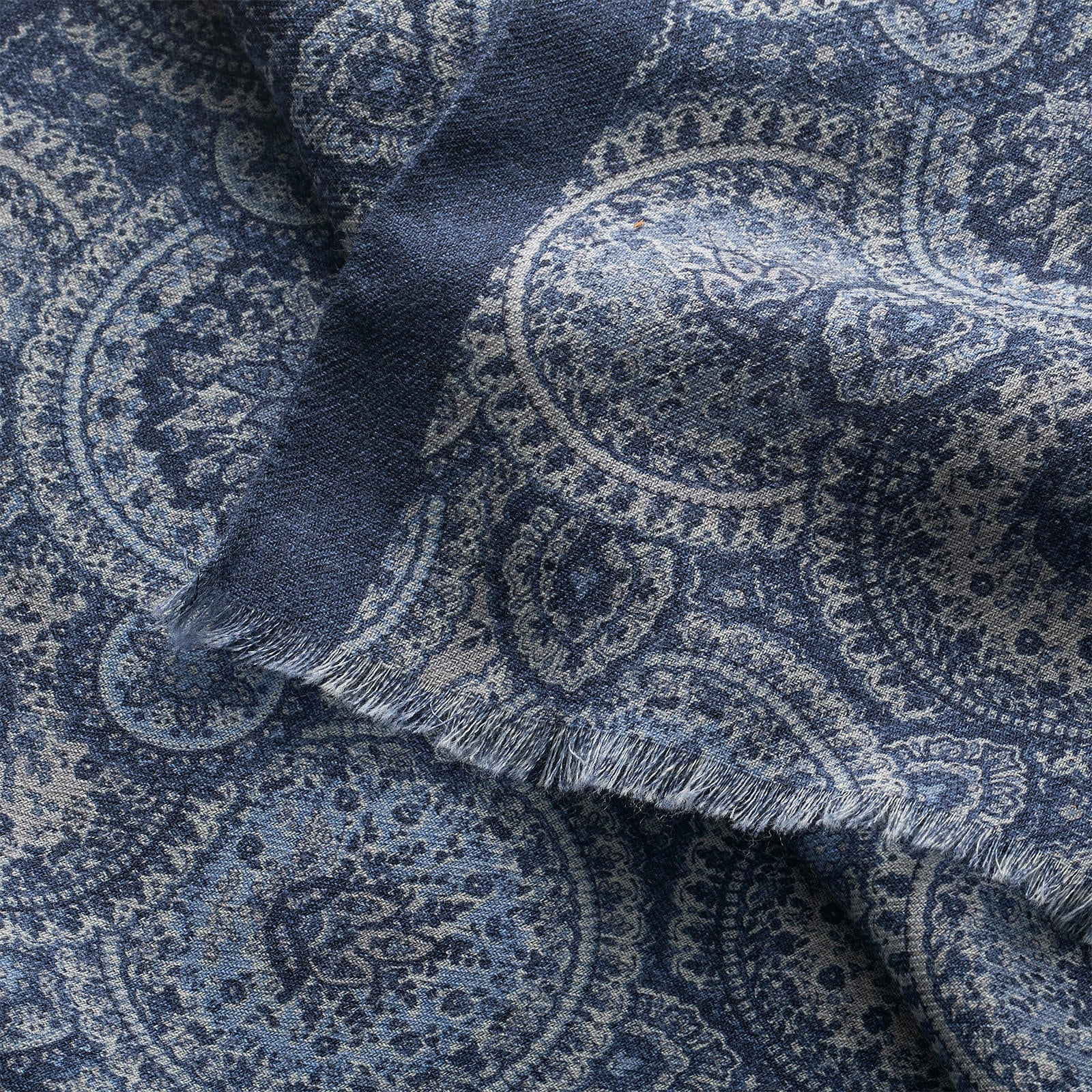 Paolo Albizzati Blue Paisley Wool Scarf