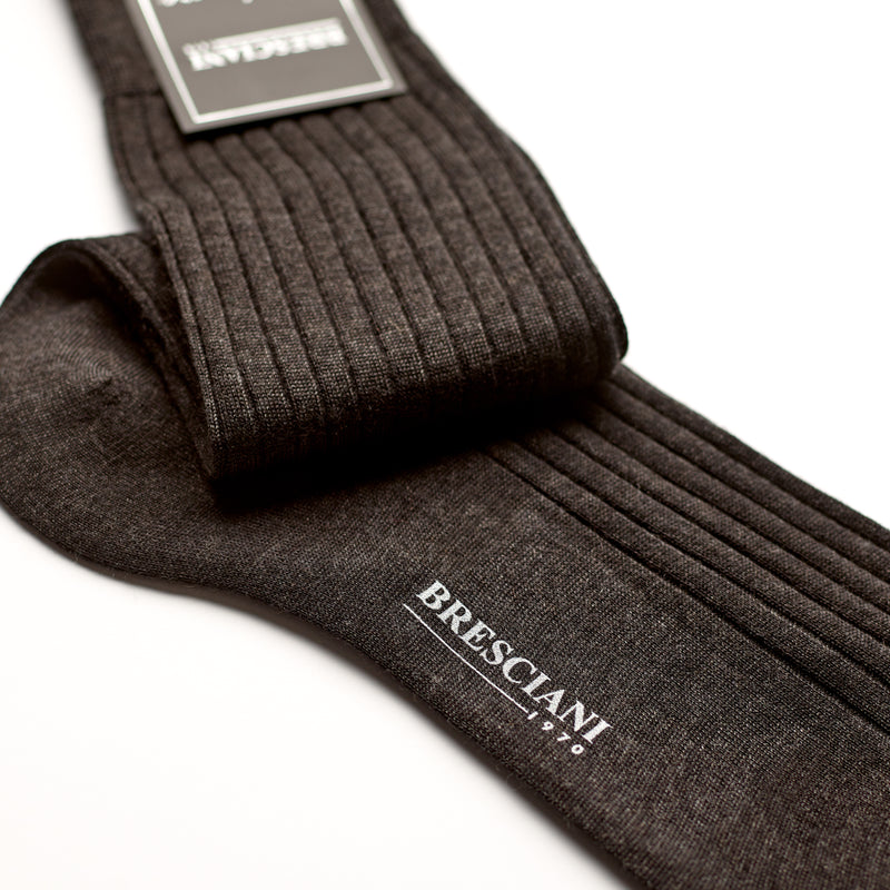Bresciani Cashmere Silk Mix Short Sock: Charcoal