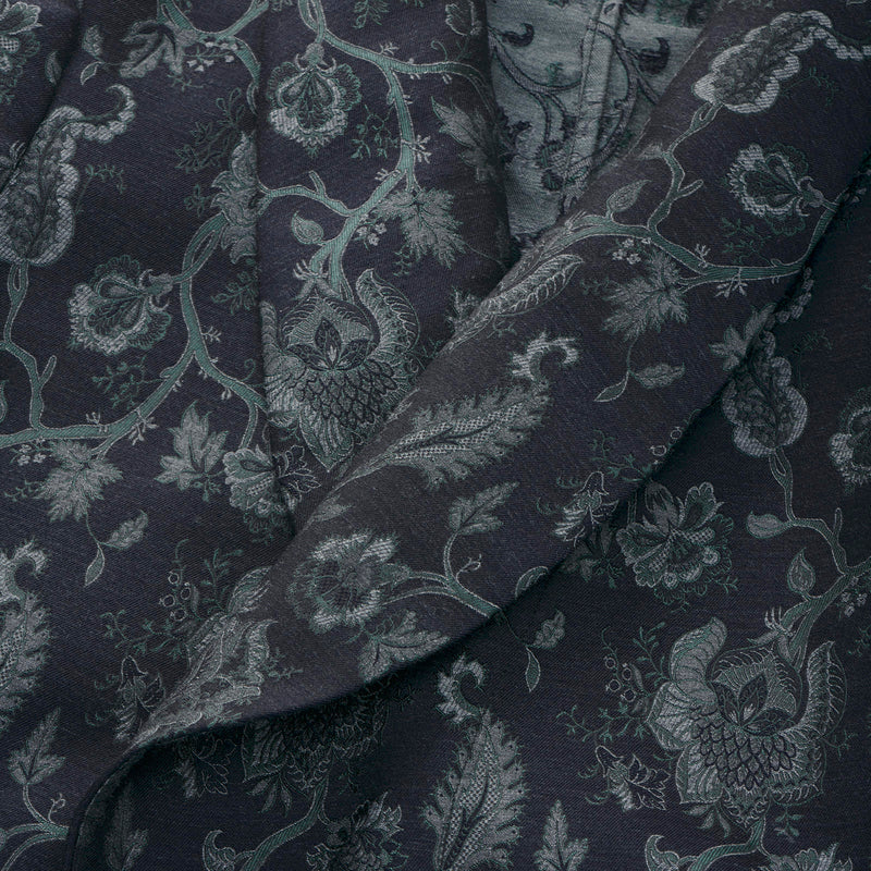 Fox Wool and Silk Thistle Lounge Gown in Navy
