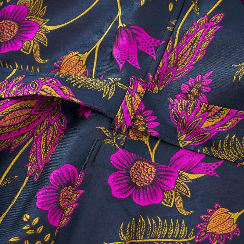 Fox Silk Anemone Lounge Gown in Magenta