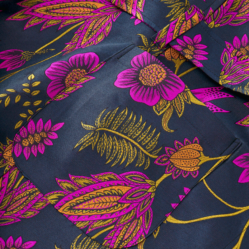Fox Silk Anemone Lounge Gown in Magenta