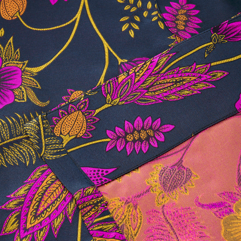 Fox Silk Anemone Lounge Gown in Magenta