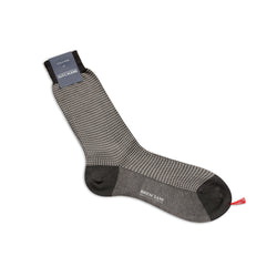 Bresciani Short Sock: Grey Houndstooth