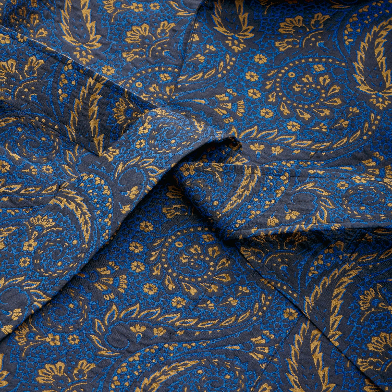 Fox Silk Paisley Lounge Gown in Blue and Gold
