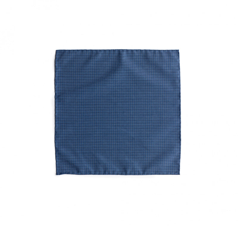 Fox Brothers Luxury 100% silk blue gingham silk pocket quare