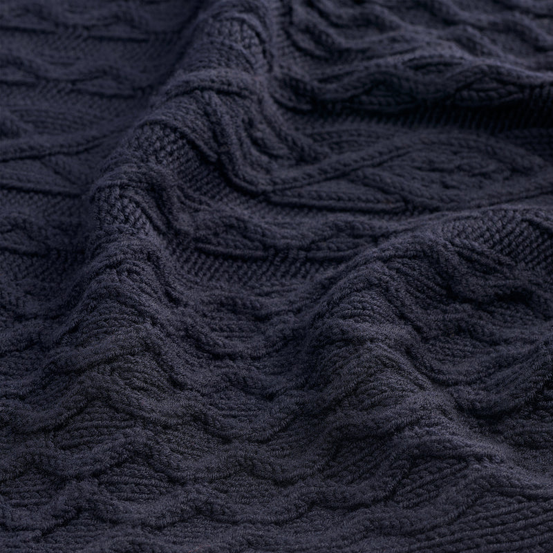 Dark Indigo Woollen Cable Knit Jumper