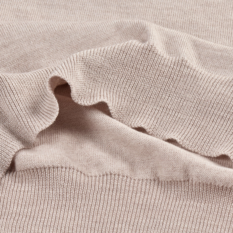 Sand Merino Wool 3-Button Polo Shirt
