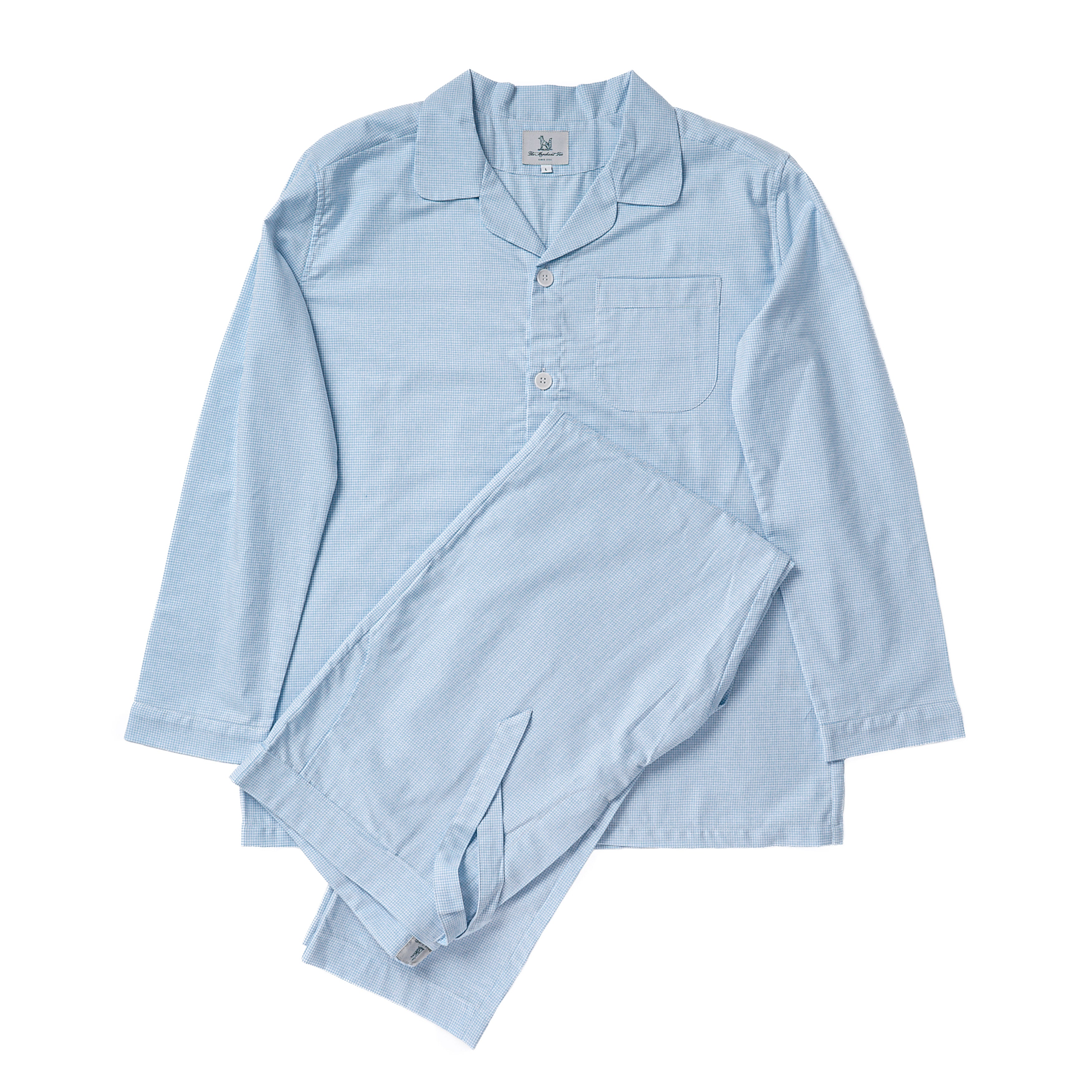 The Merchant Fox Micro Check Pyjamas in Sky Blue