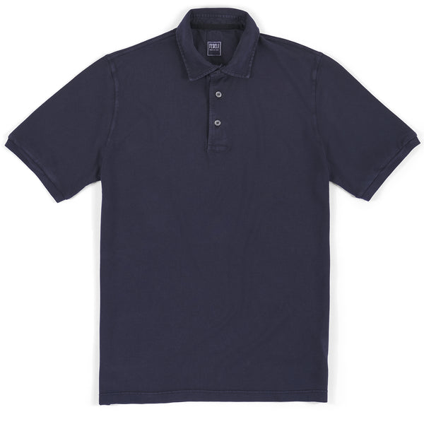 Fedeli Classic Short Sleeve Knitted Piqué Polo Shirt in Midnight Blue