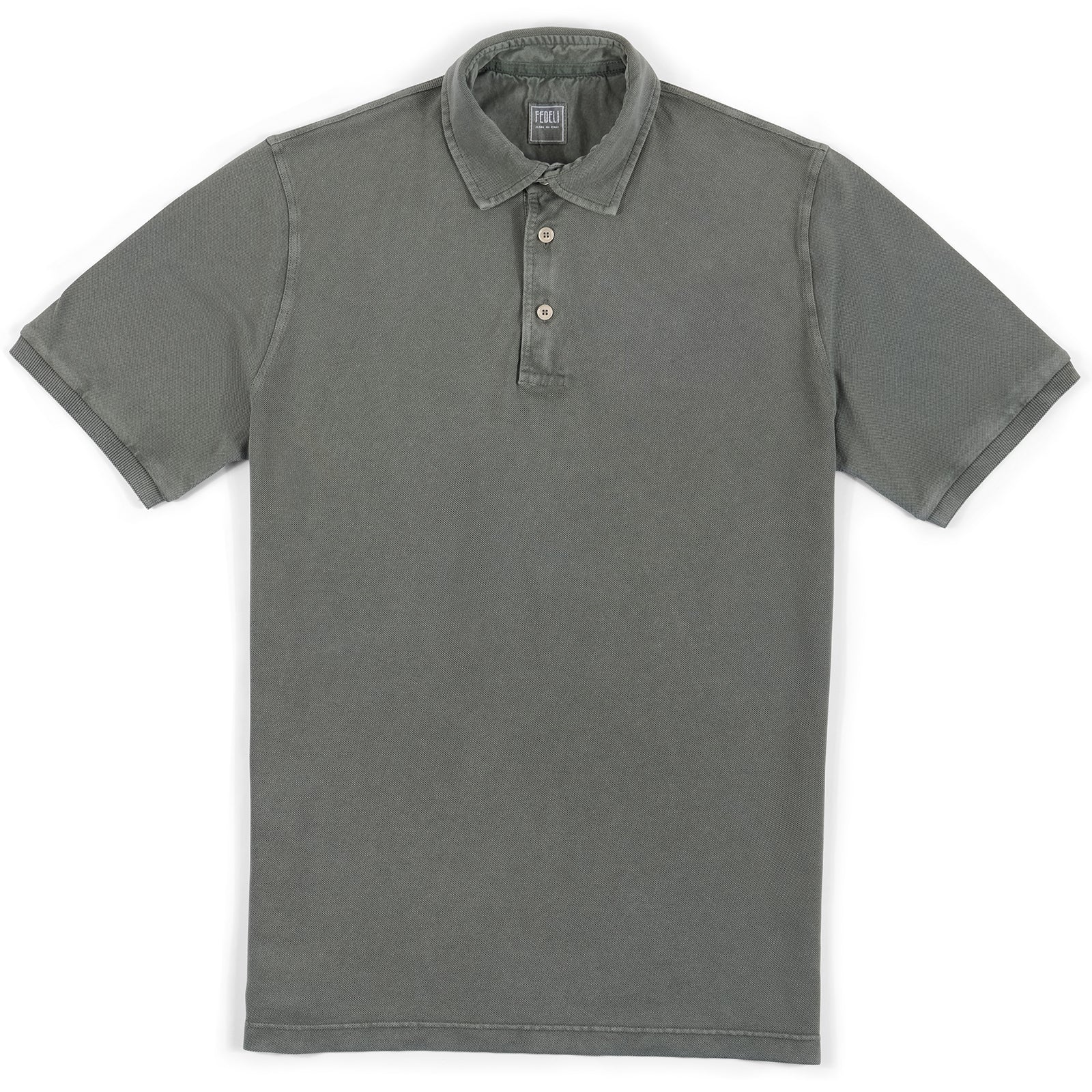 Fedeli Classic Short Sleeve Knitted Piqué Polo Shirt in Sage