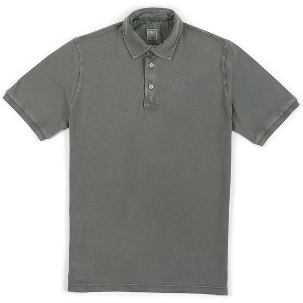 Fedeli Classic Short Sleeve Knitted Piqué Polo Shirt in Sage