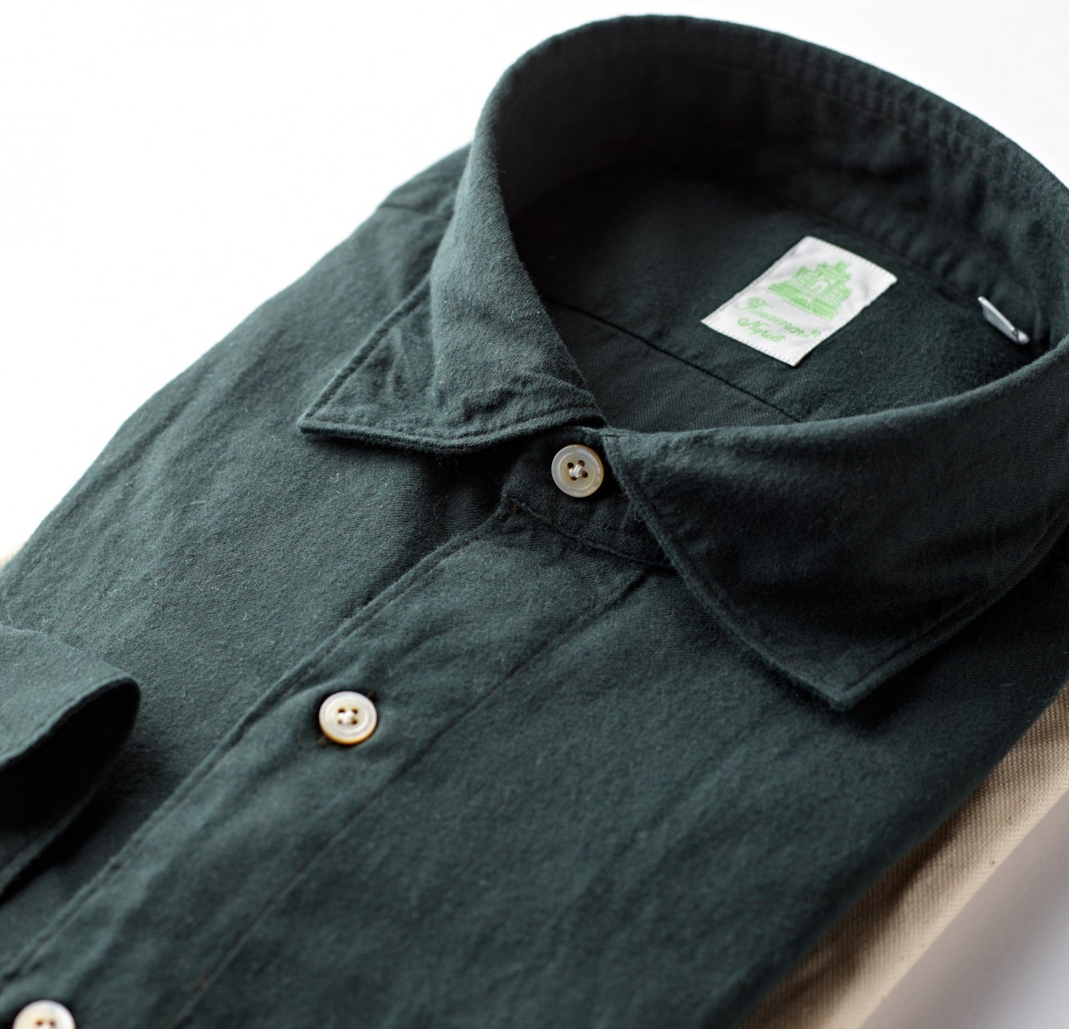 Finamore Cotton Flannel Forest Green Shirt