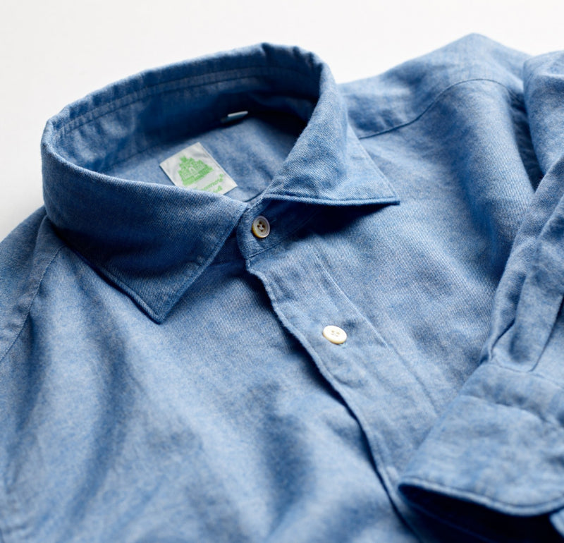 Finamore Cotton Flannel Sky Blue Shirt