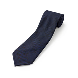 Fox 3 Fold Midnight and Navy Blue Glen Check Tie