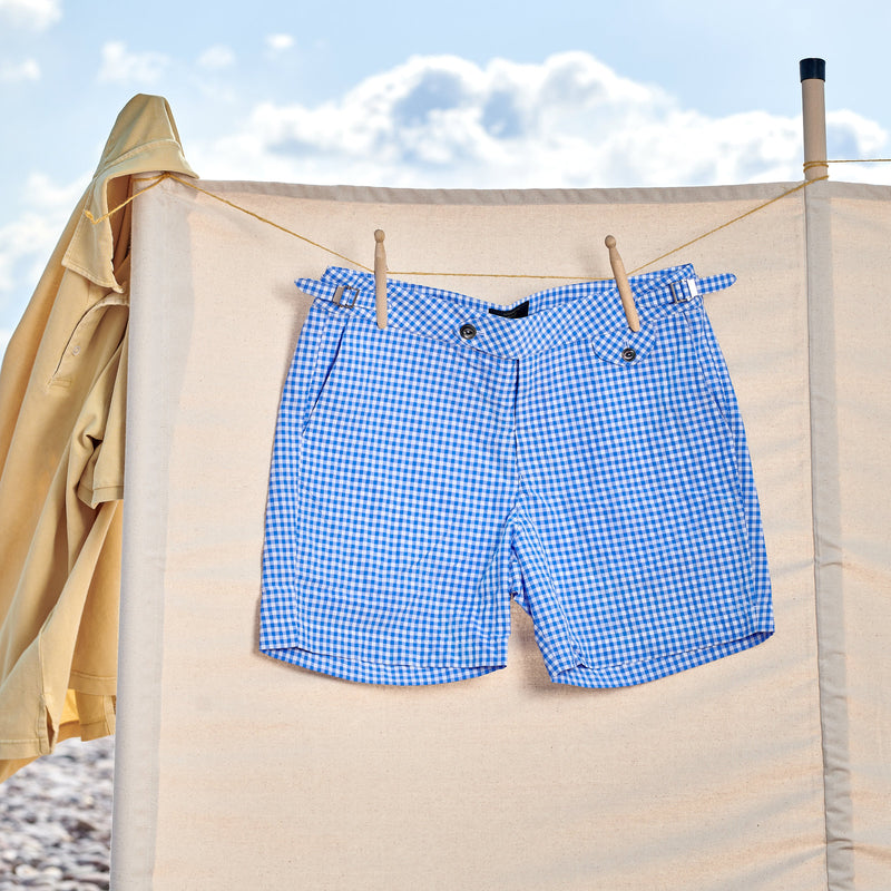 Fox Clipper Swim Shorts in Blue Gingham Check